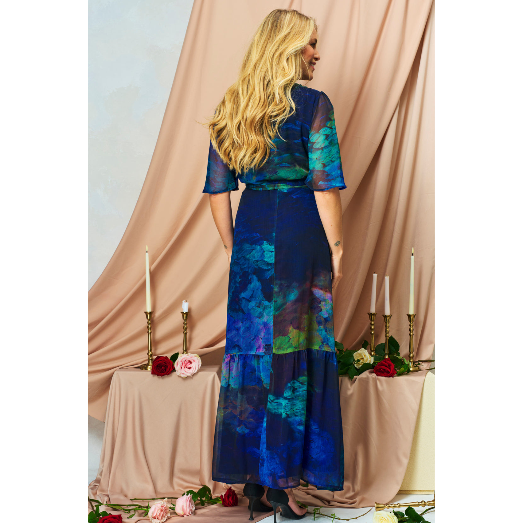 Womens Hope & Ivy Blue The Jacqueline Wrap Dress