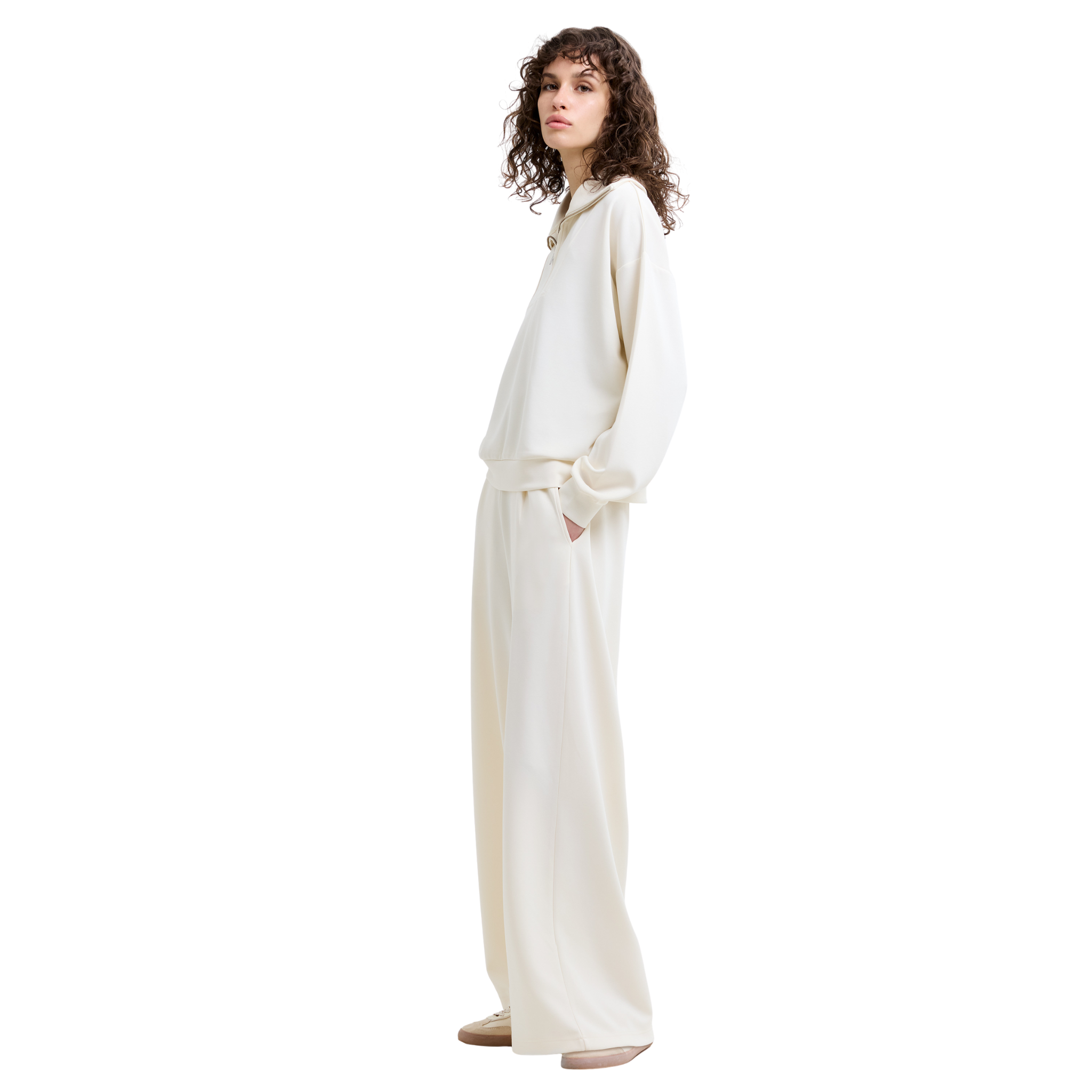 Womens French Connection Porcelain Cream Wren Wide Leg Trousers