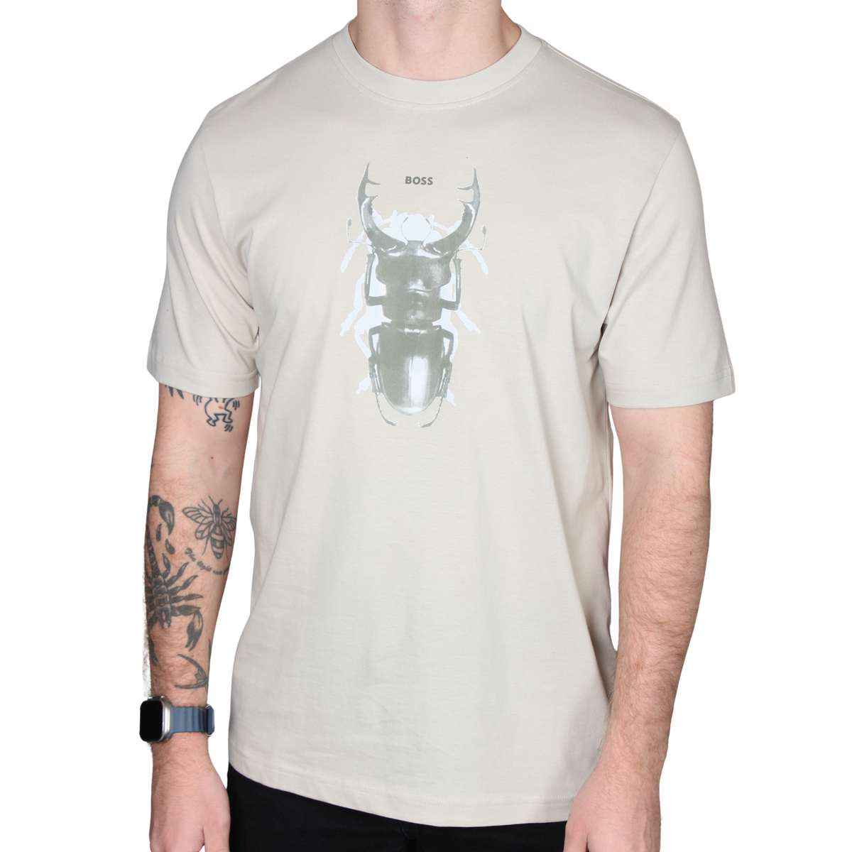 Mens BOSS Light Beige Te_Beetle S/s T Shirt