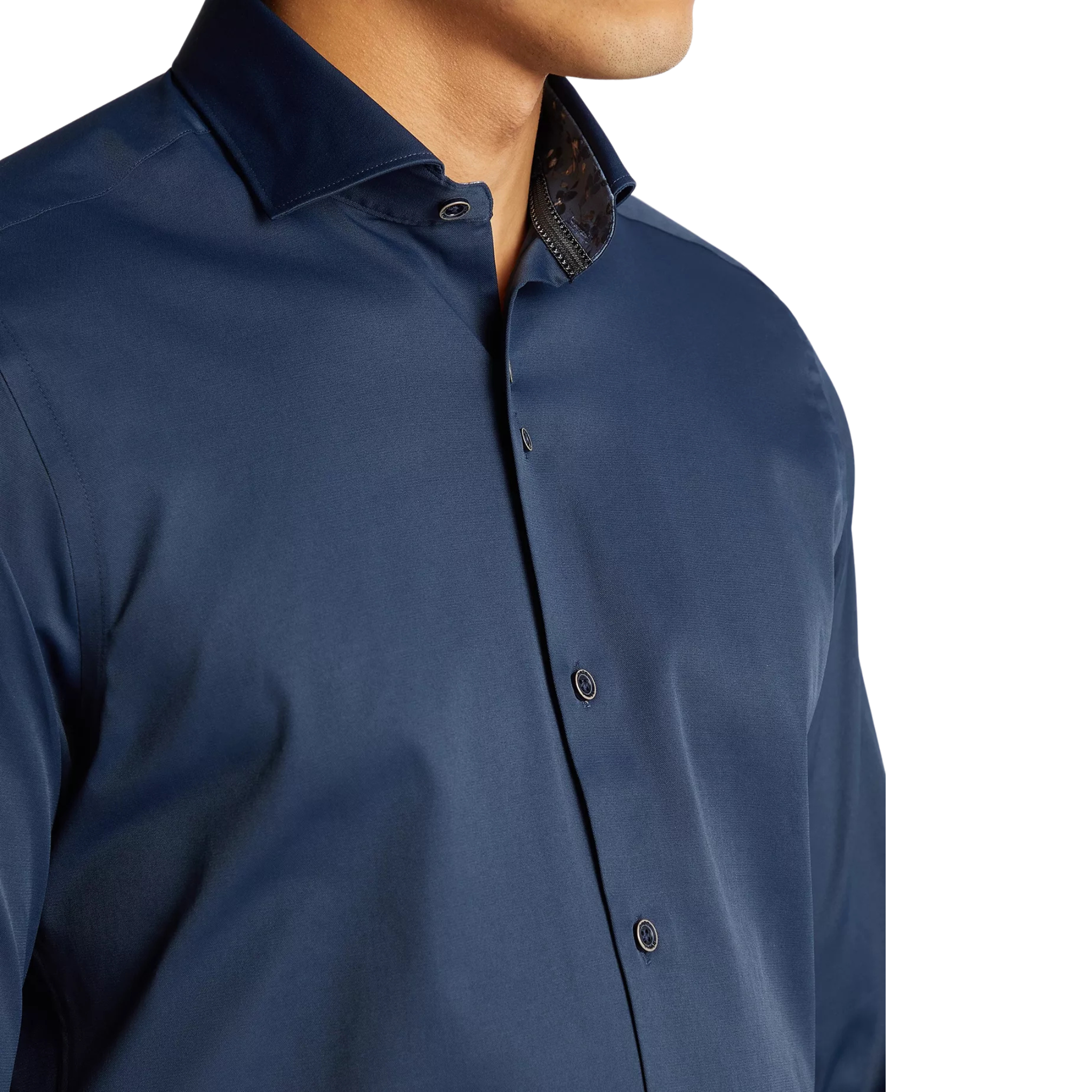 Mens Remus Uomo Navy Tapered Fit L/s Shirt