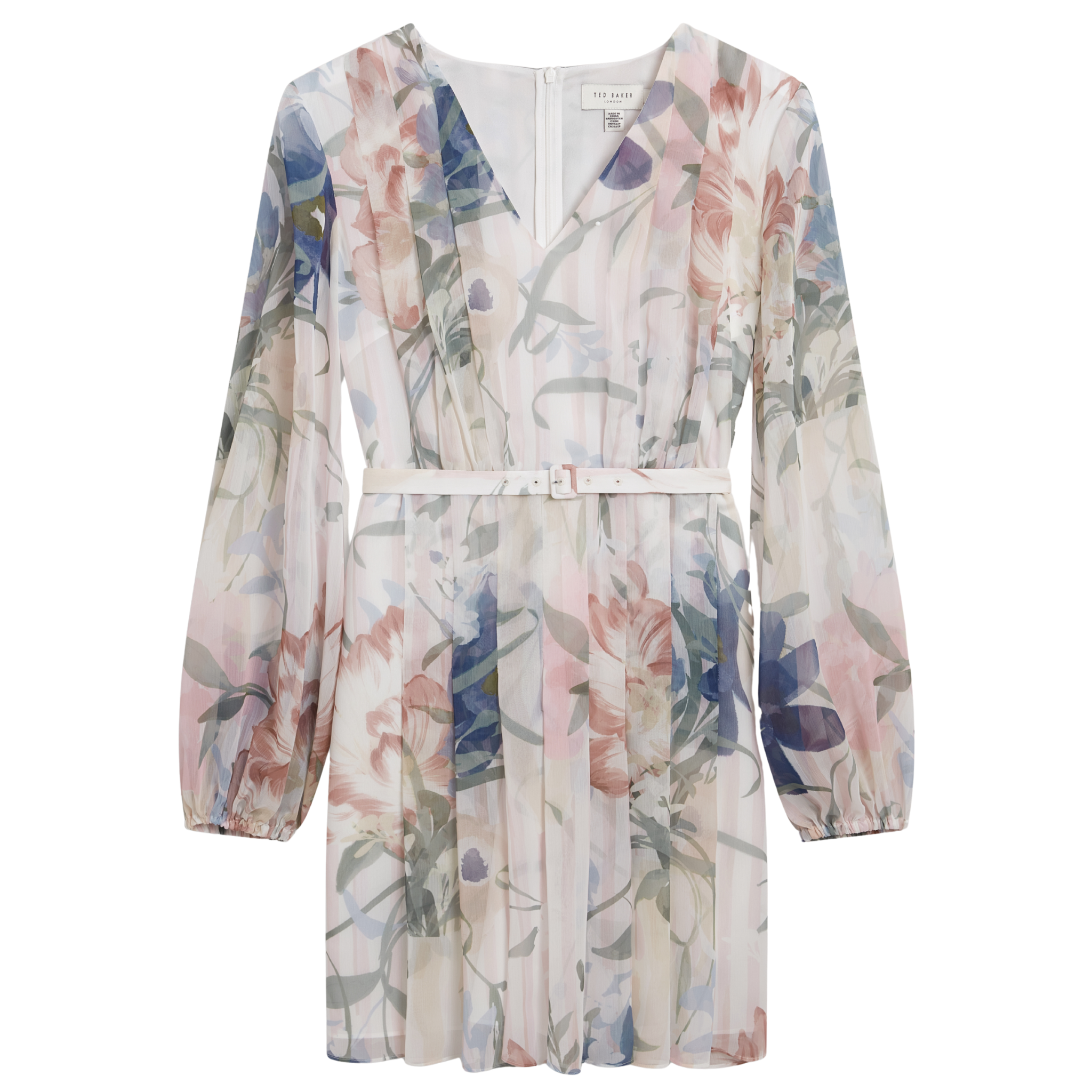 Womens Ted Baker Pink Malmia Pleated Mini Printed Dress