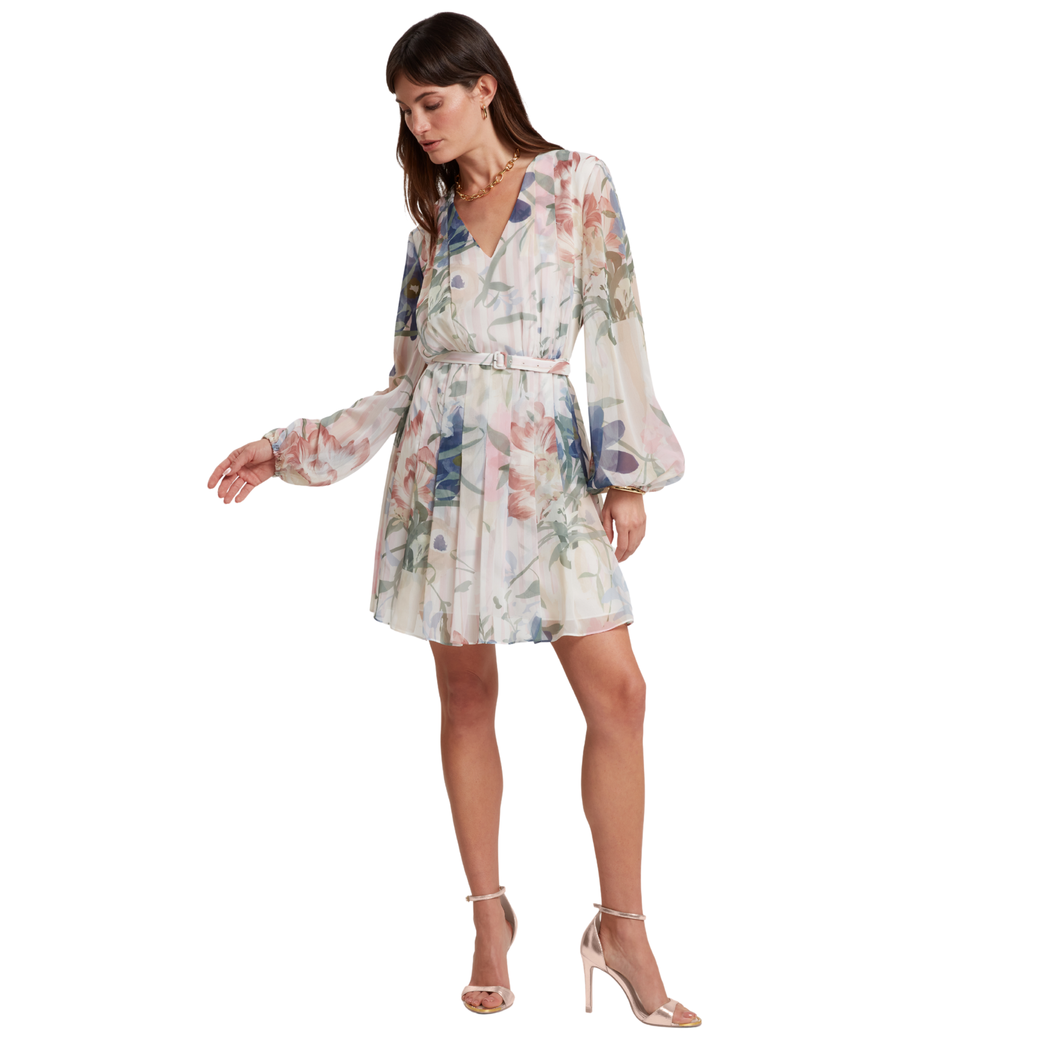 Womens Ted Baker Pink Malmia Pleated Mini Printed Dress