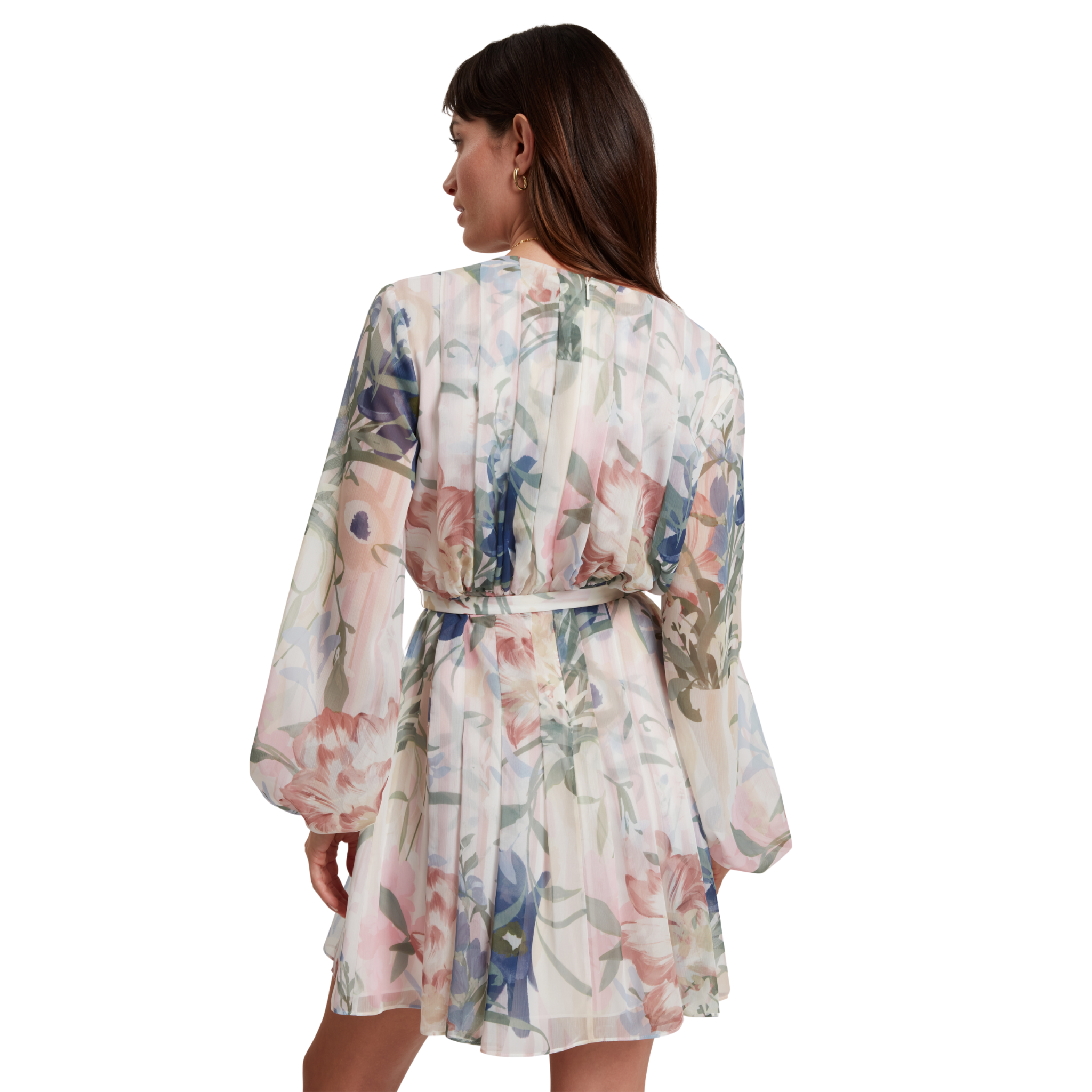 Womens Ted Baker Pink Malmia Pleated Mini Printed Dress