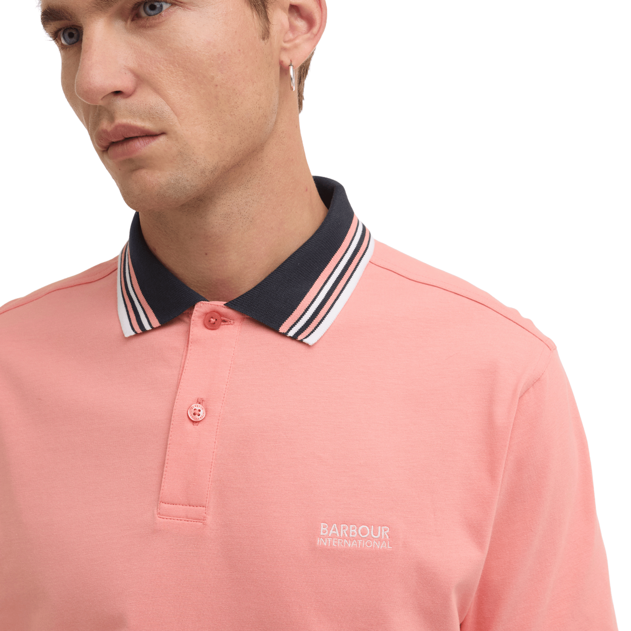 Mens Barbour International Burnt Coral Burnwood S/s Polo