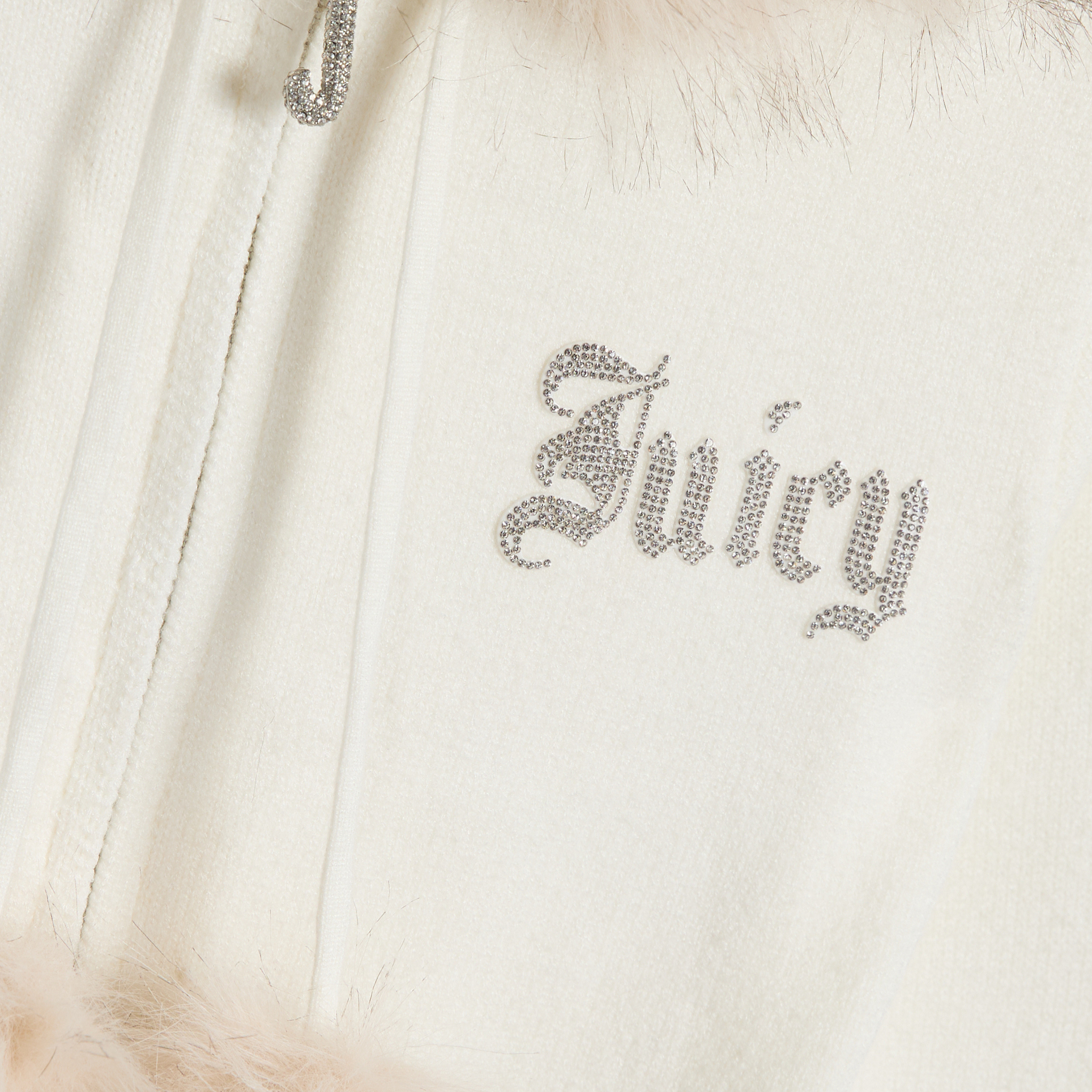 Womens Juicy Couture Sugar Swizzle Knit Diamante Fur Hoodie