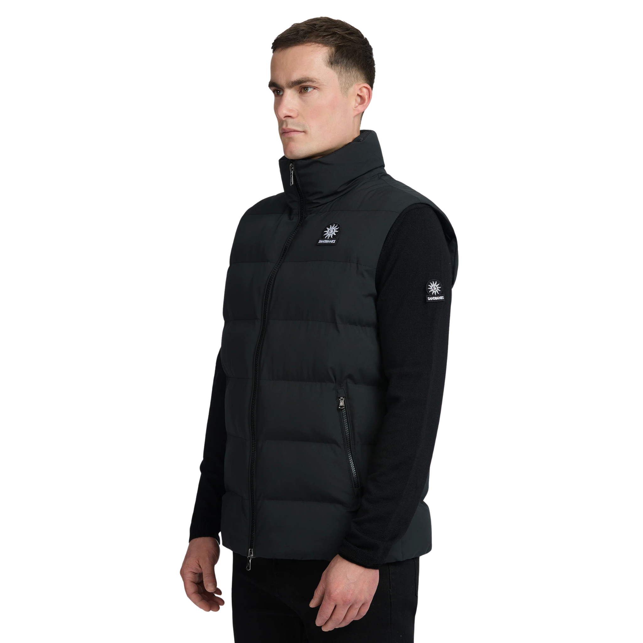 Mens Sandbanks Black Clifftop Gilet