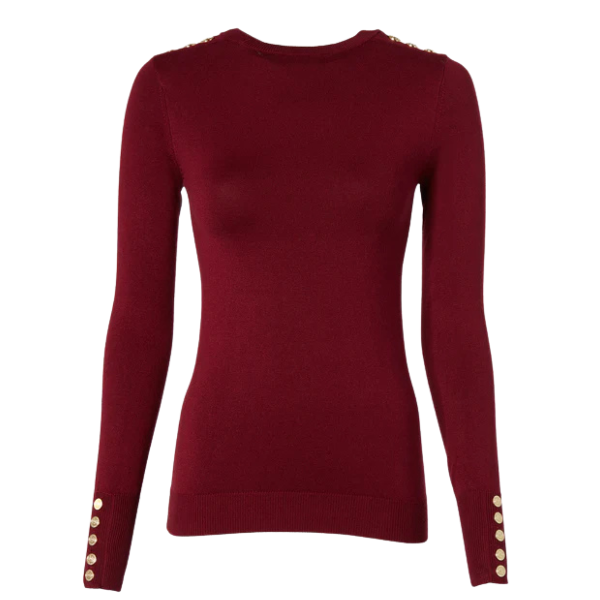 Womens Holland Cooper Wine Buttoned Crew Neck Knit