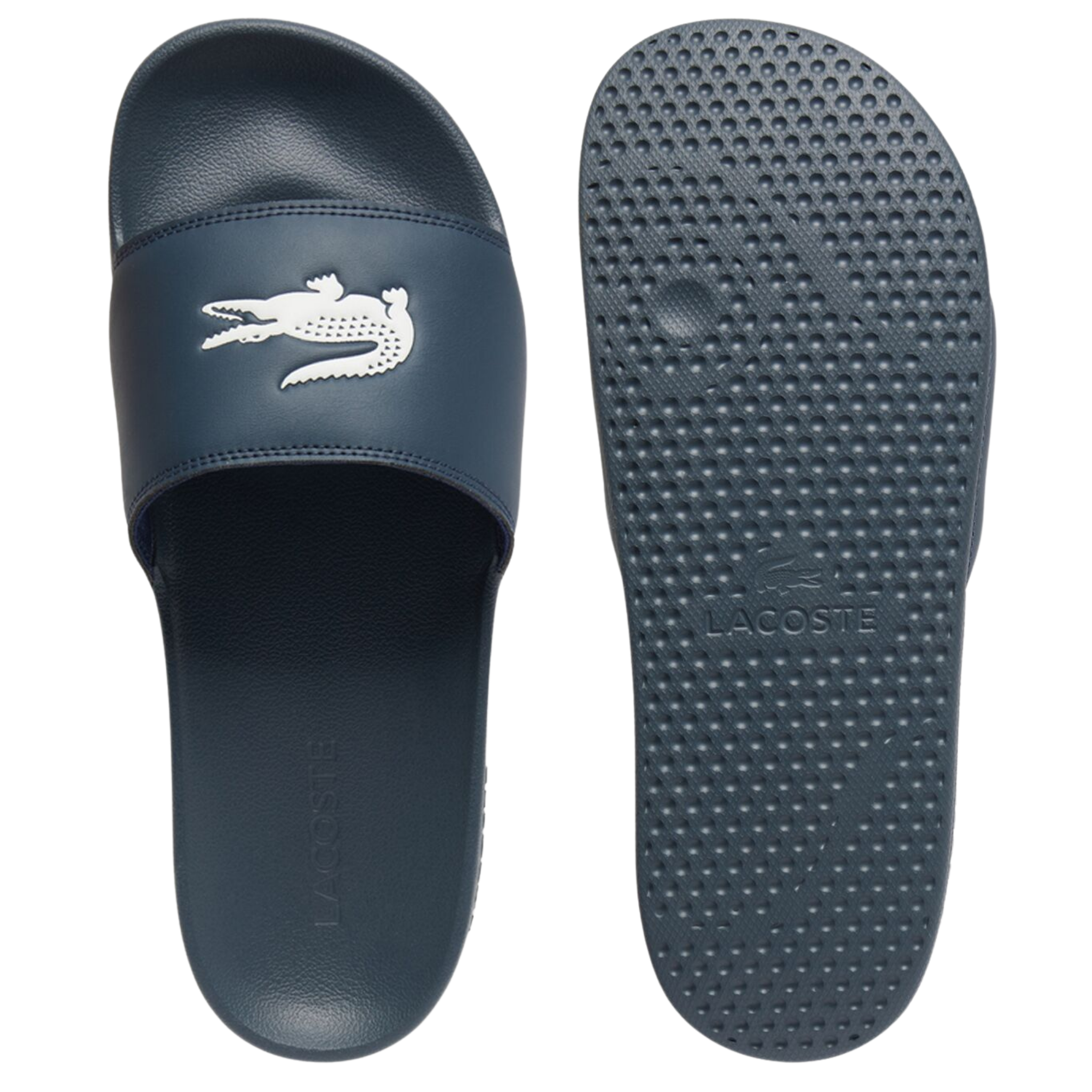 Mens Lacoste Navy/White Serve Slides