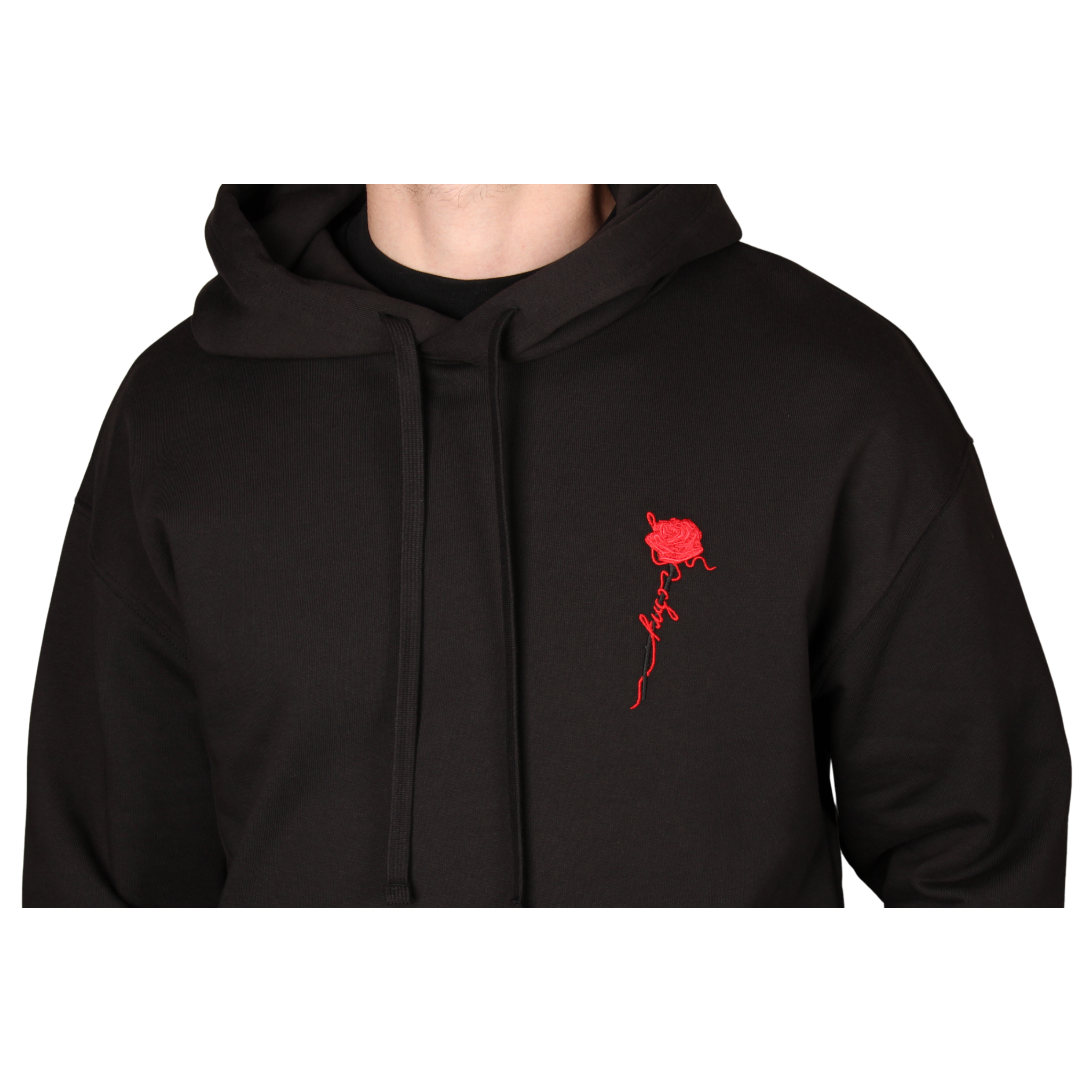 Mens HUGO Black Diflowhood Hoodie