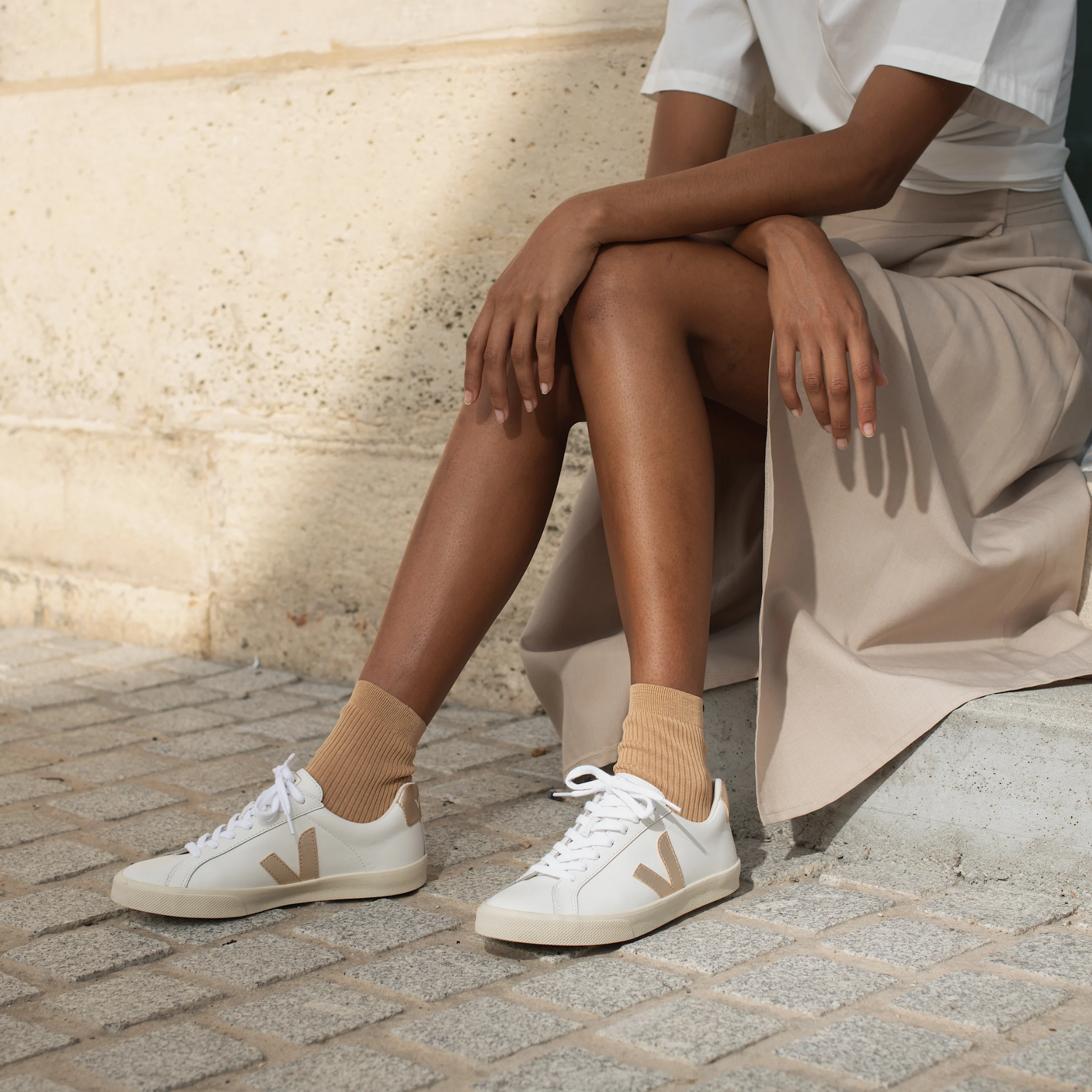 Womens VEJA Extra White/Platine Esplar Logo Leather Trainers