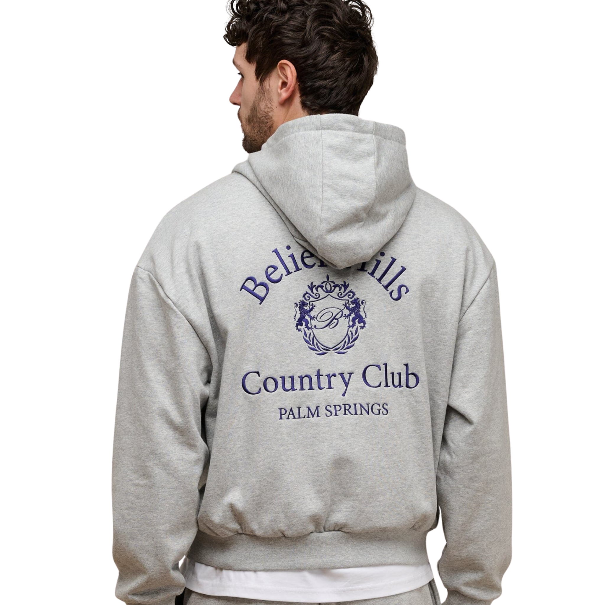Mens Belier Grey Marl Club Motif Hoodie