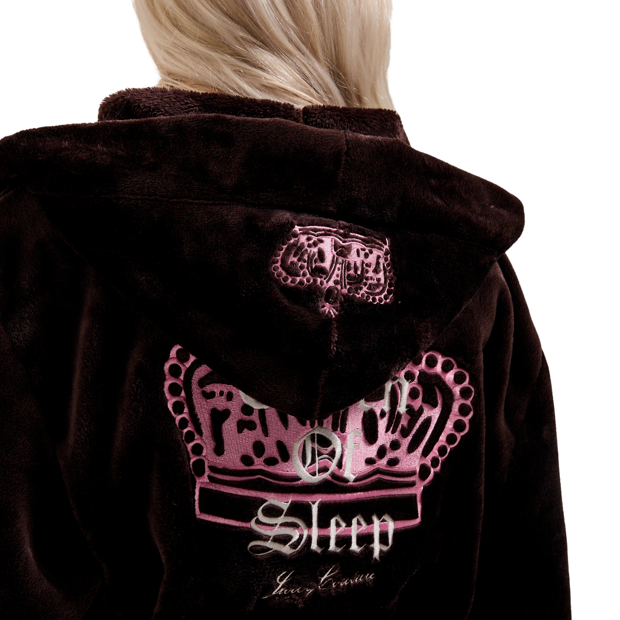 Womens Juicy Couture Java Crown Plush Hooded Robe