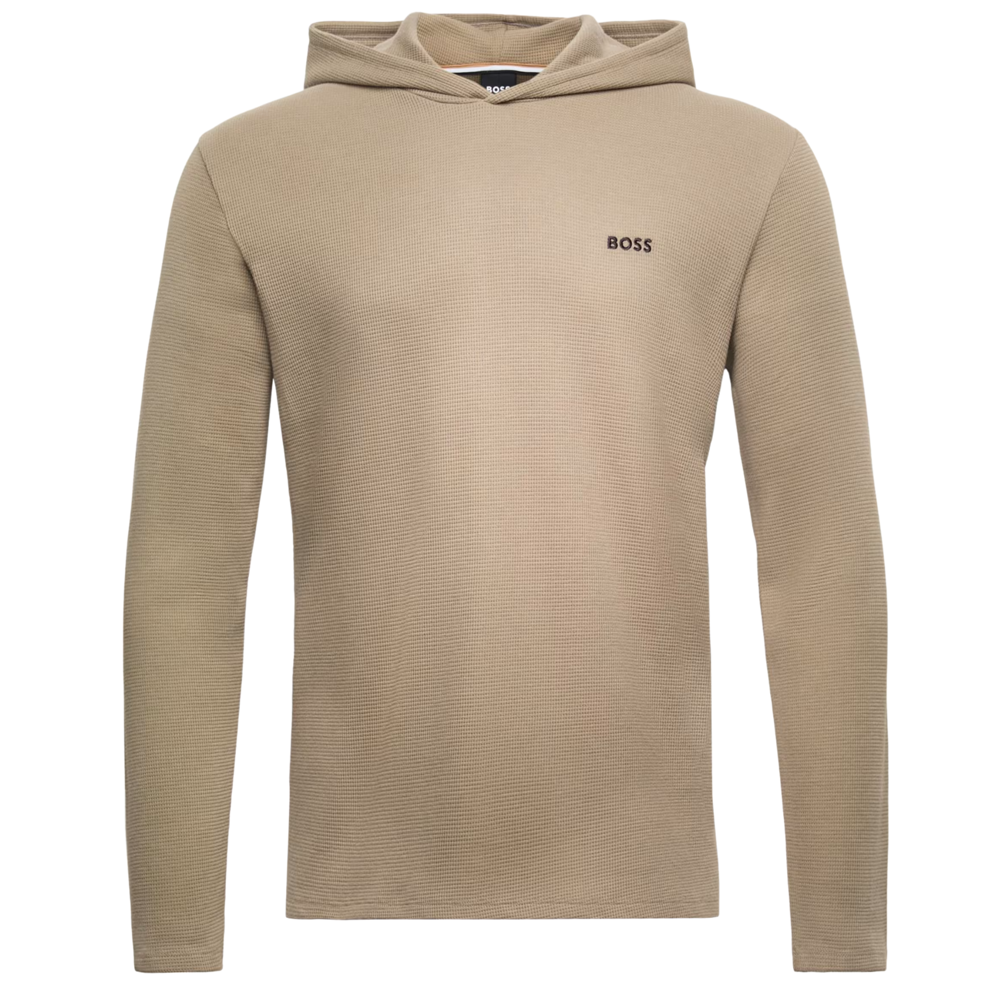 Mens BOSS Brown Waffle LS-Shirt Hoodie