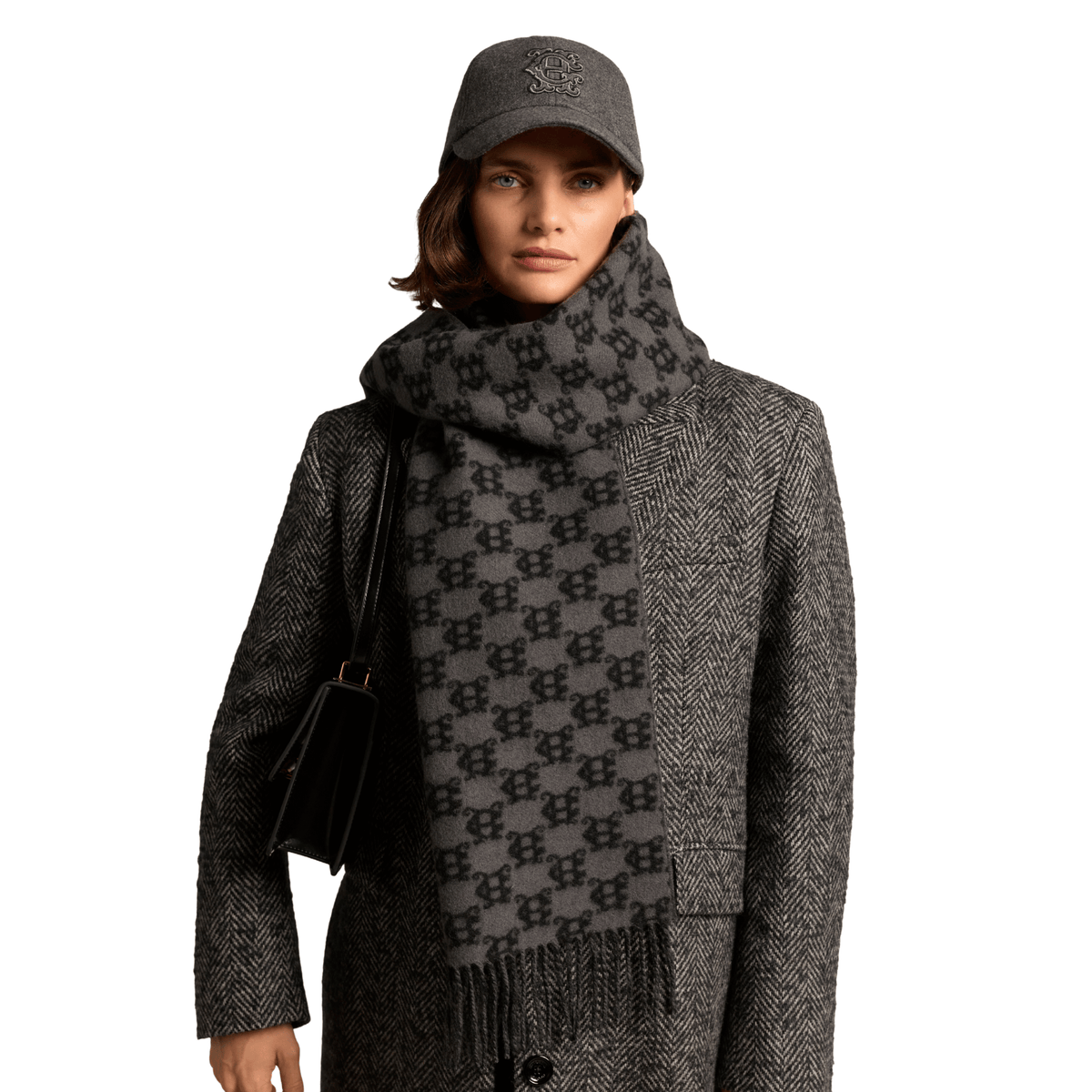 Womens Holland Cooper Black Heraldic Monogram Scarf