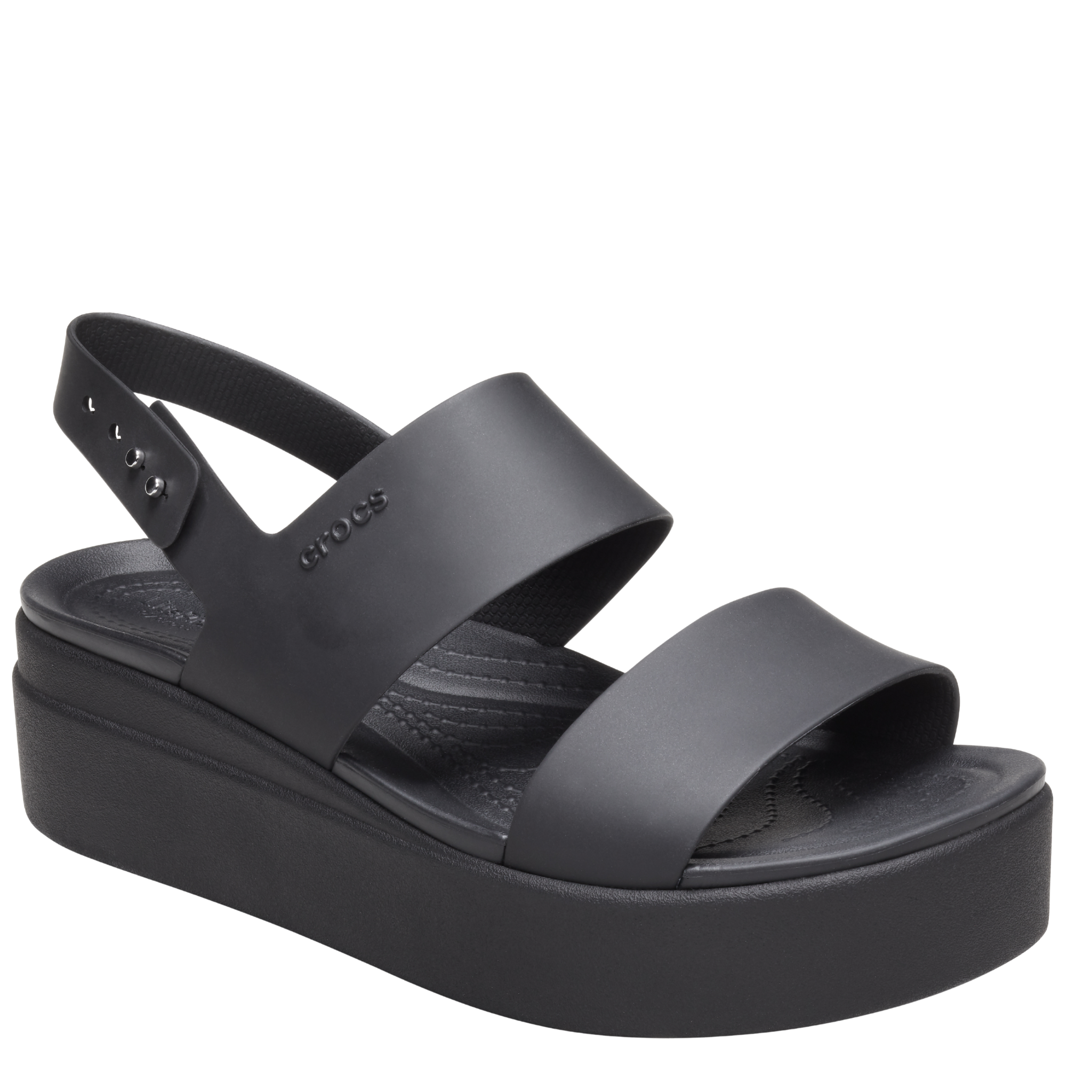 Womens Crocs Black Brooklyn Low Wedge Sandals