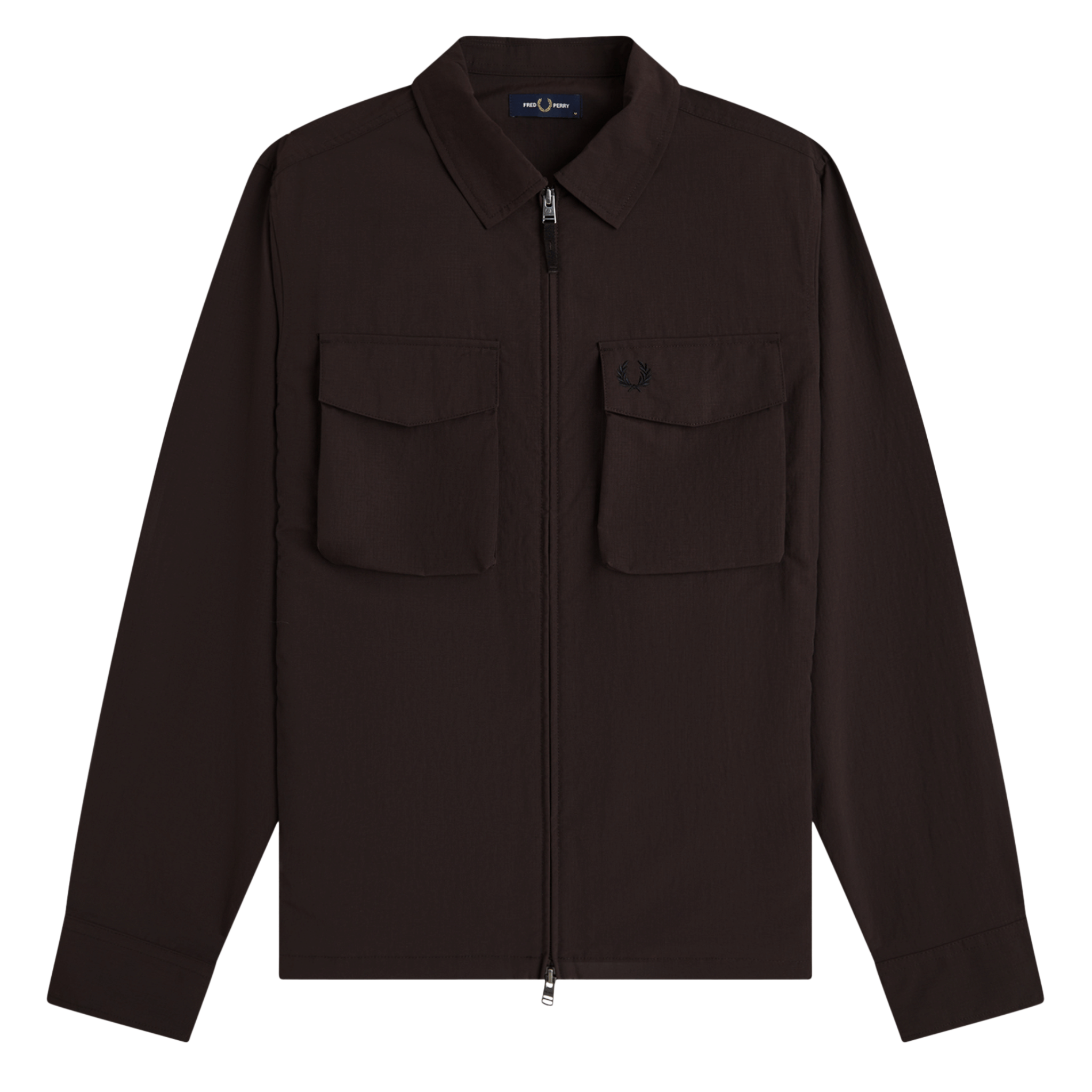 Mens Fred Perry Rich Brown Ripstop Pocket Overshirt