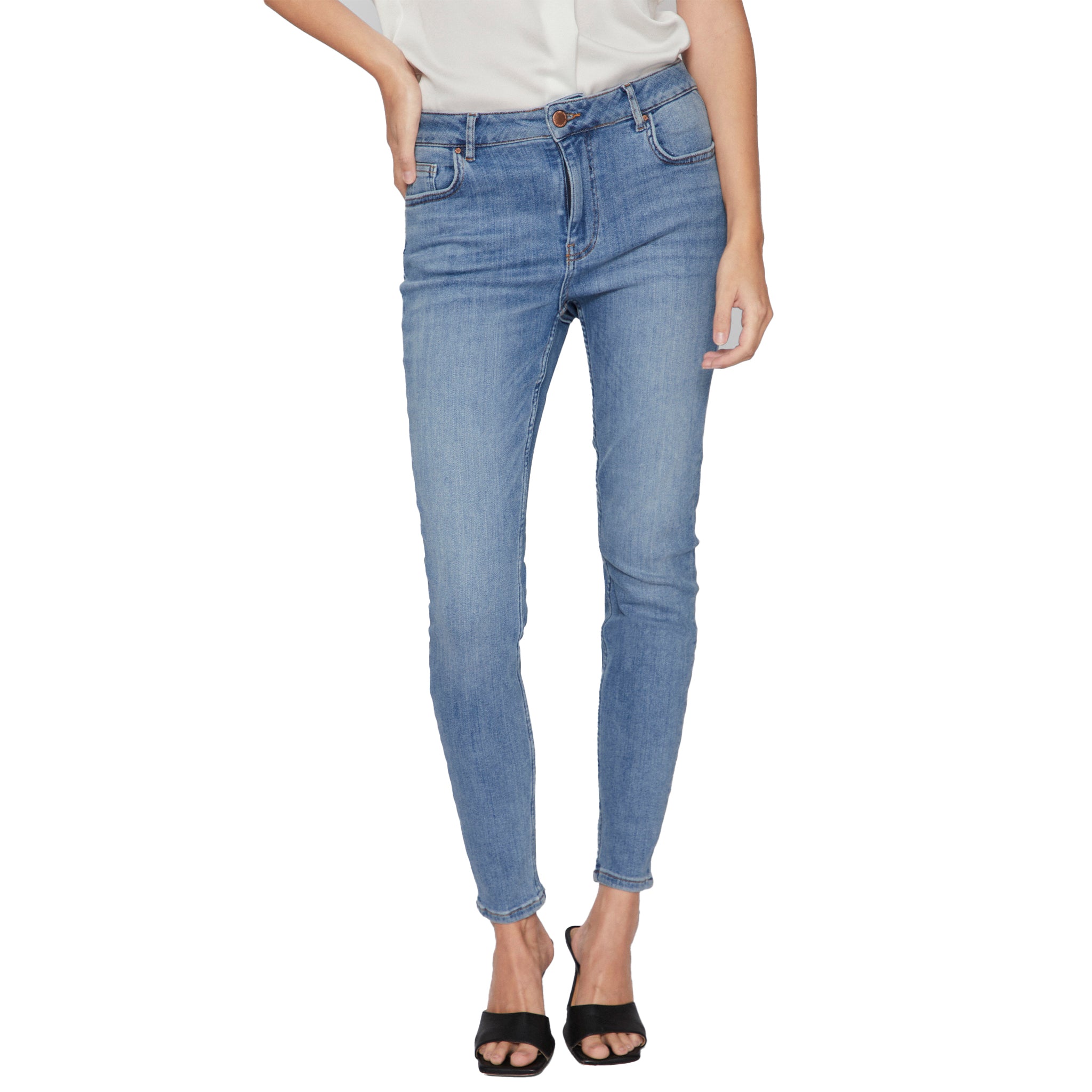 Womens Vila Medium Blue Denim Visarah Skinny Fit Jeans