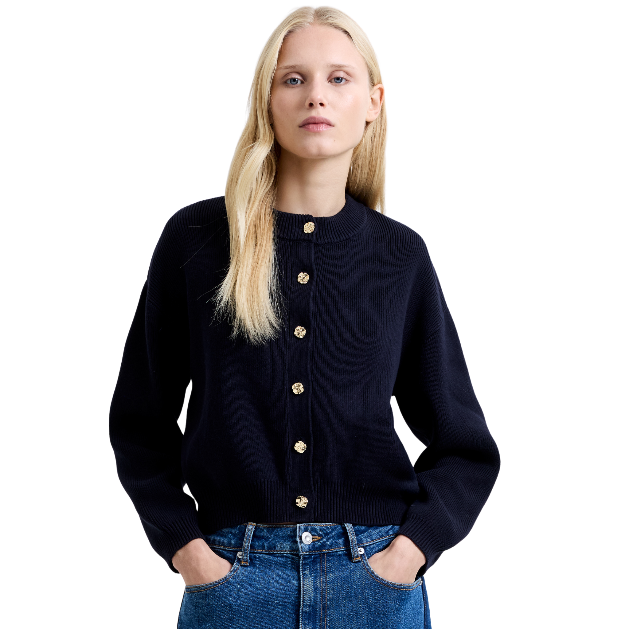 Womens French Connection Utility Blue Milano Mozart Cardigan