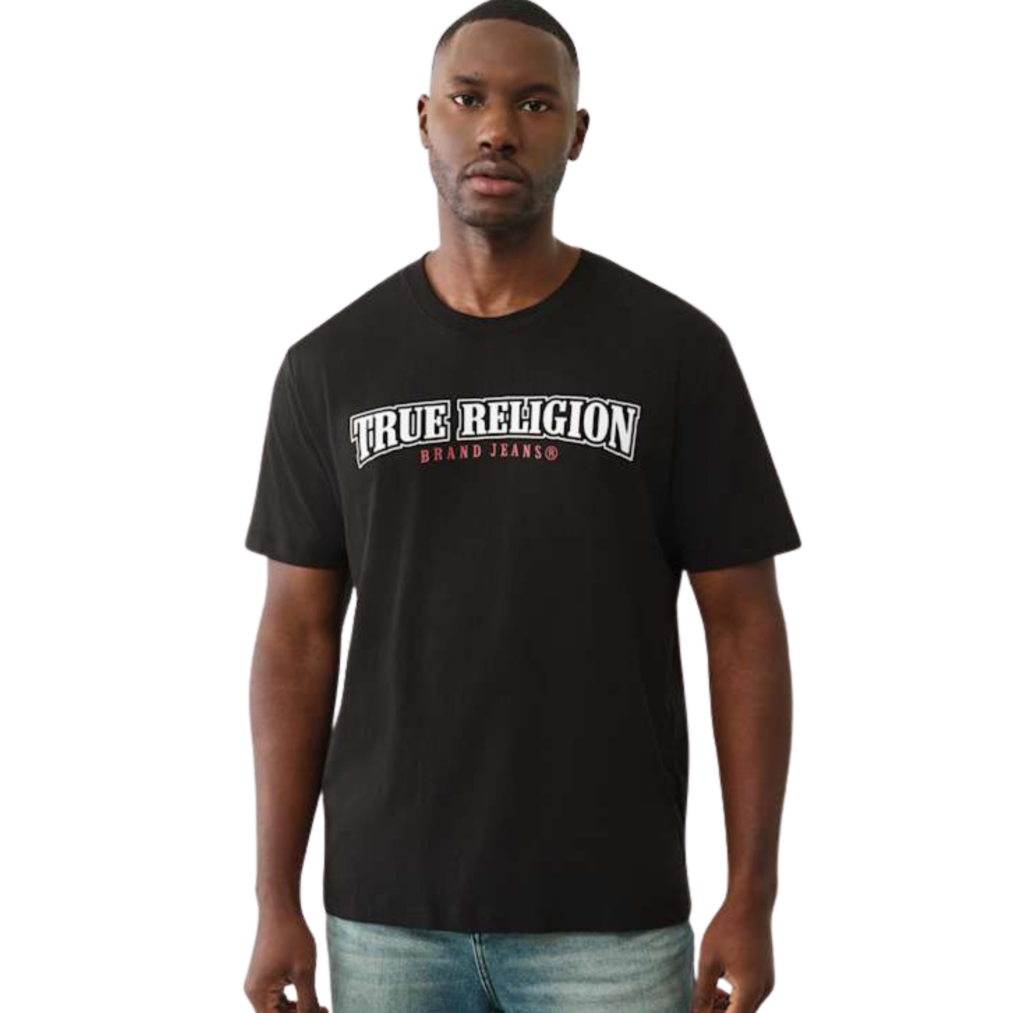 Mens True Religion Jet Black Flock Buddha S/s T Shirt