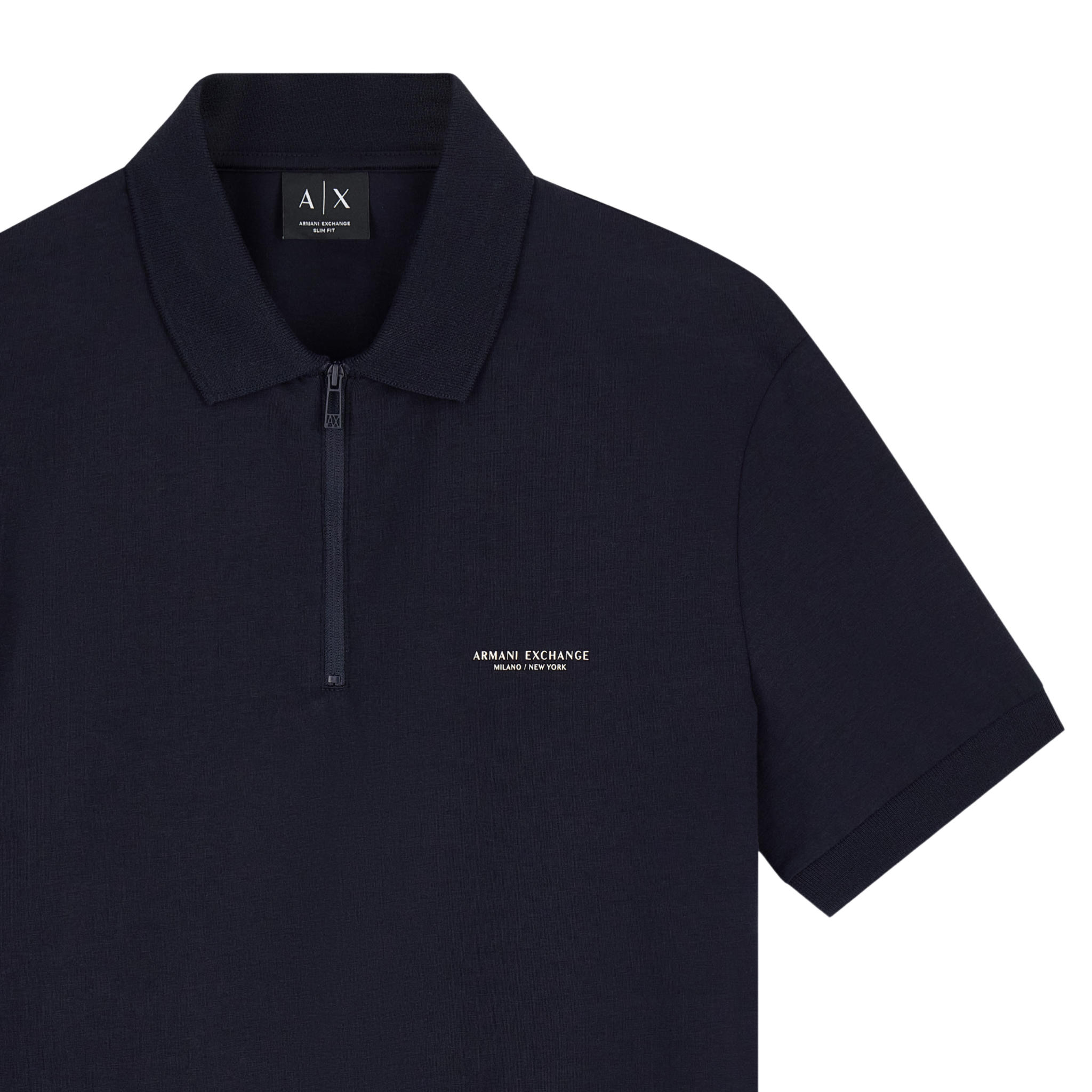 Mens Armani Exchange Deep Navy Milano Zip S/s Polo