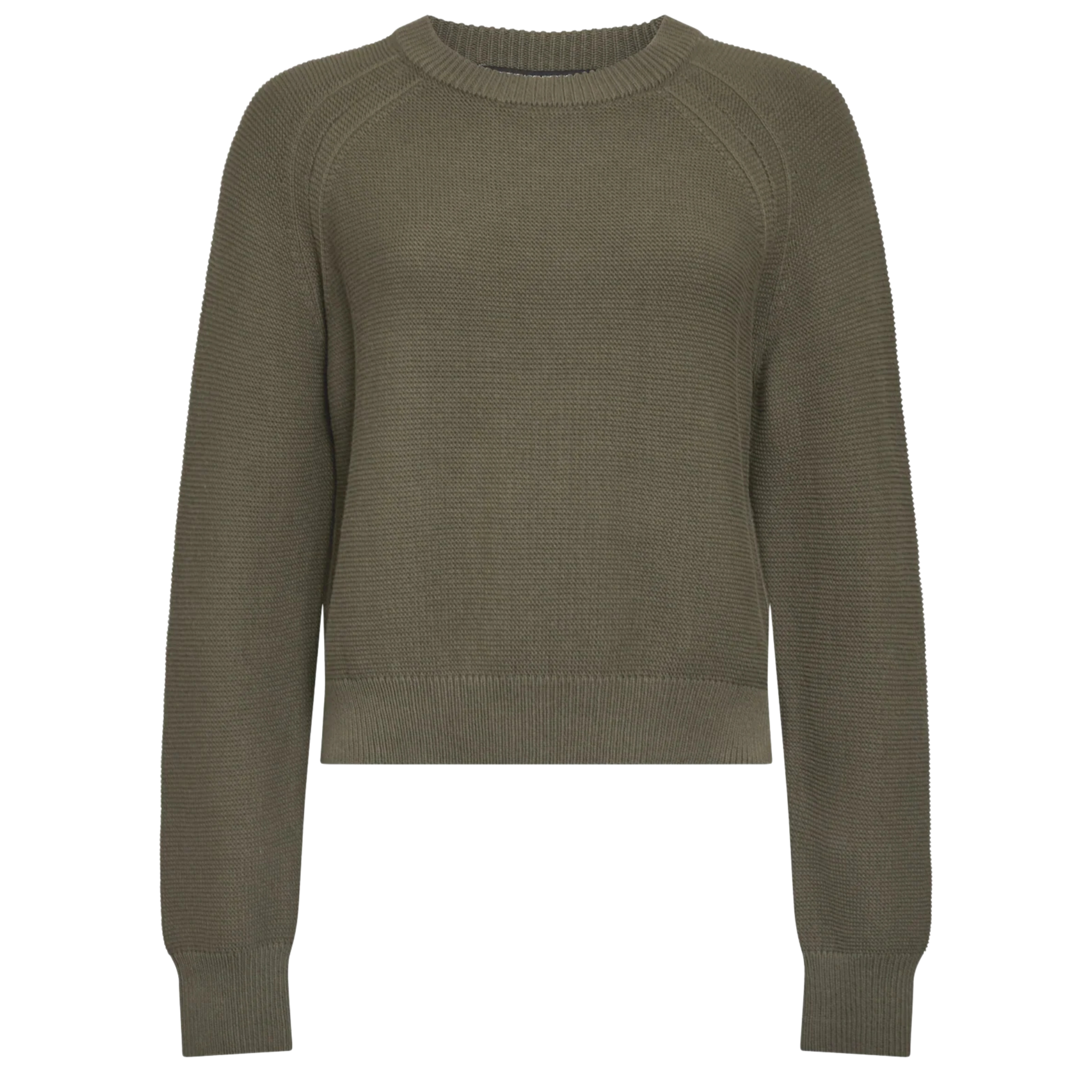 Womens French Connection Khaki Green Lily Mozart Crew Knit