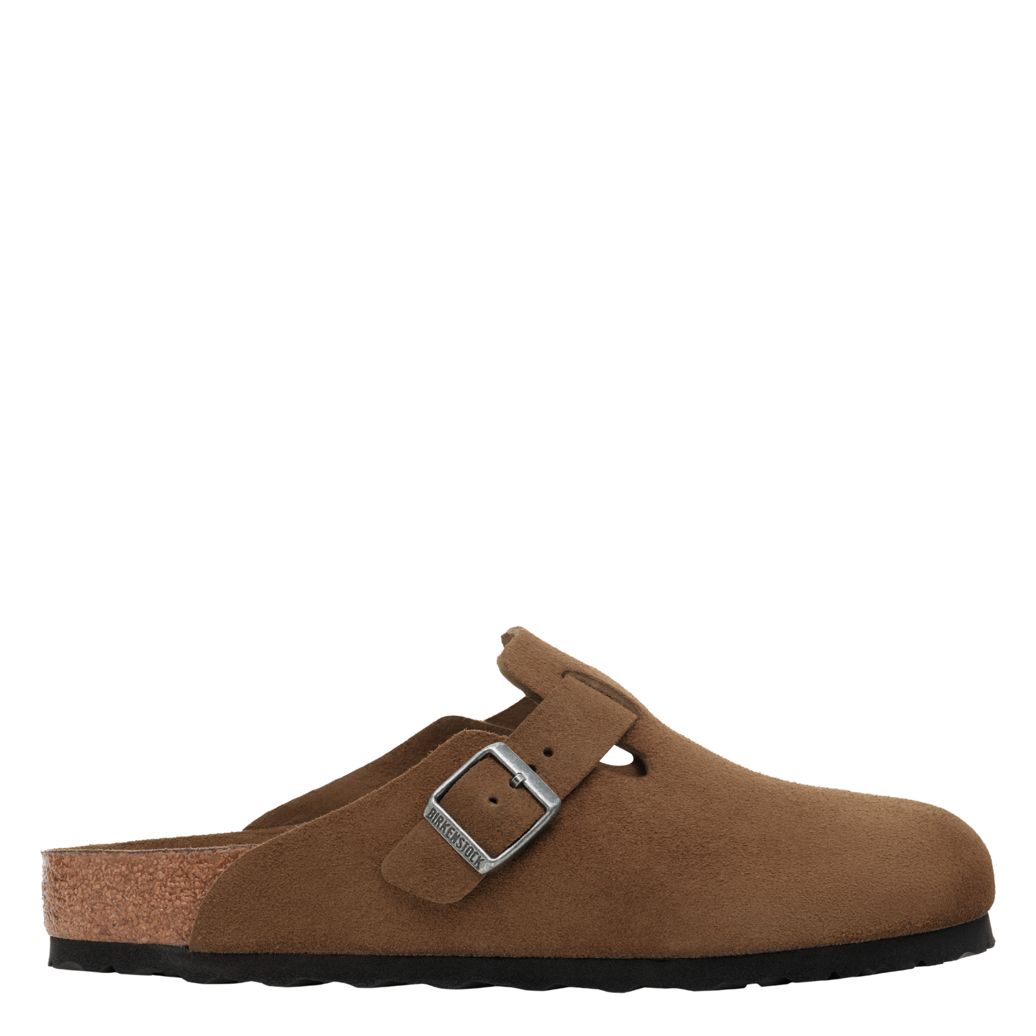 Mens Birkenstock Dark Tea Boston Suede Soft Footbed Clogs