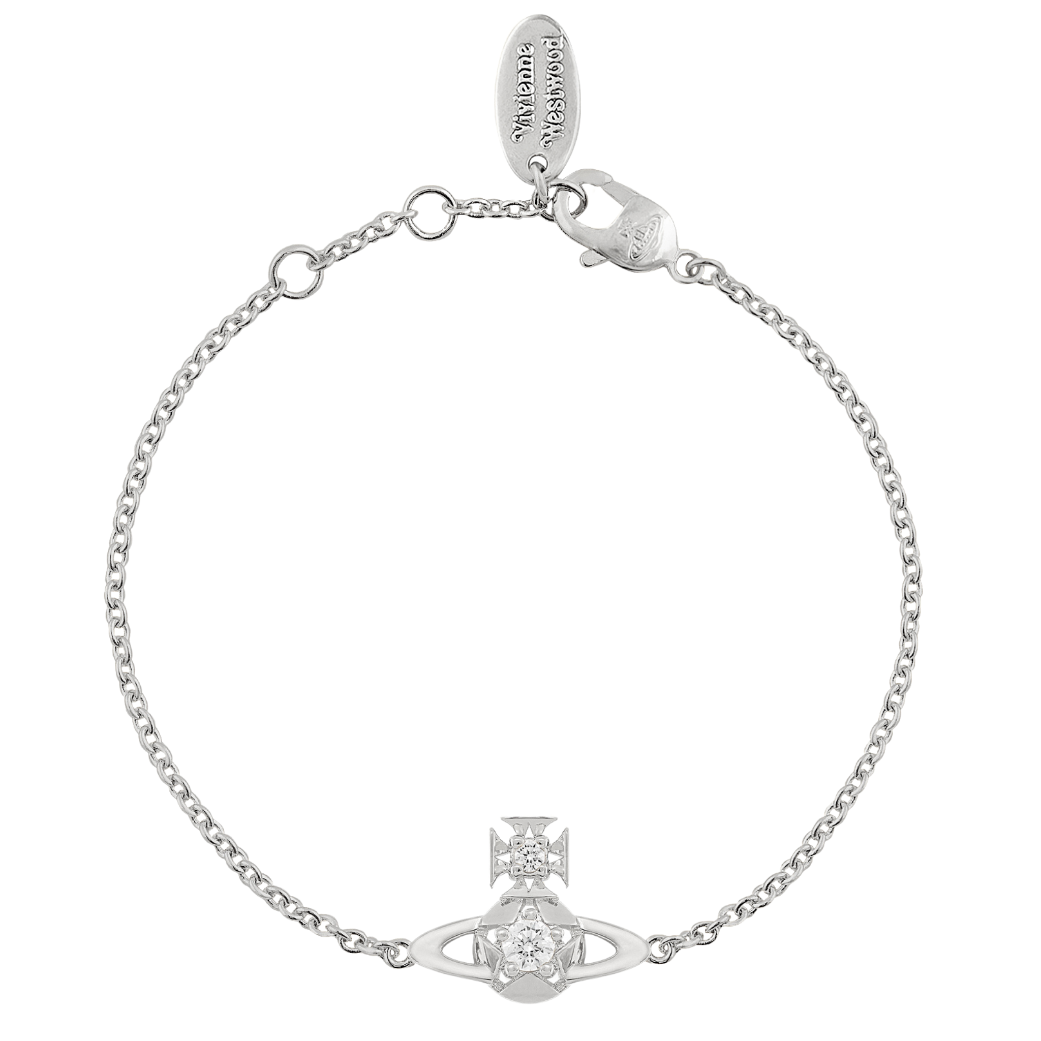 Vivienne Westwood Platinum/White CZ Lee Orb Bracelet