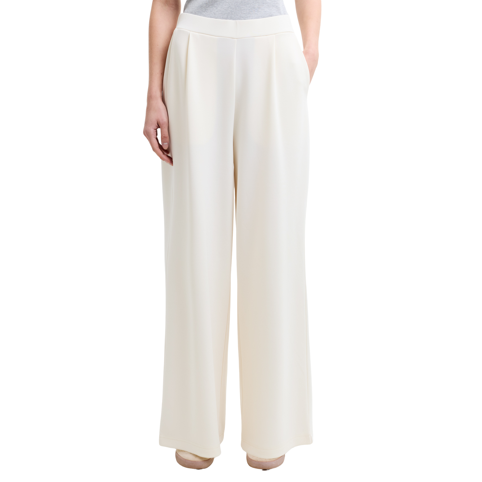 Womens French Connection Porcelain Cream Wren Wide Leg Trousers