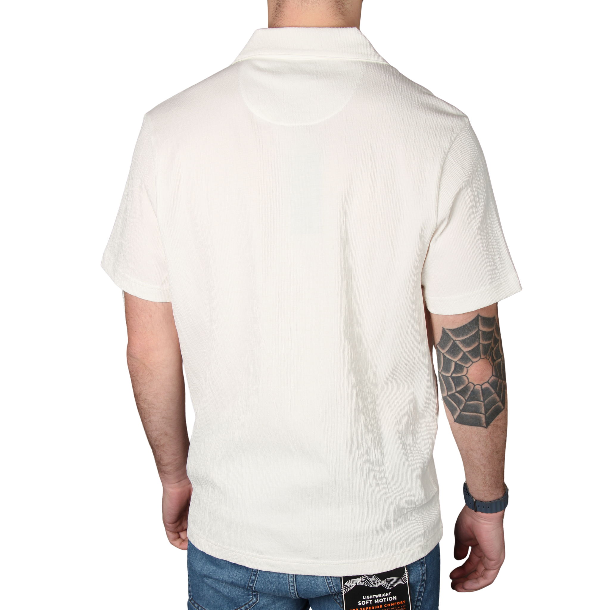 Mens Remus Uomo Off White Wrinkle Effect Jersey S/s Shirt