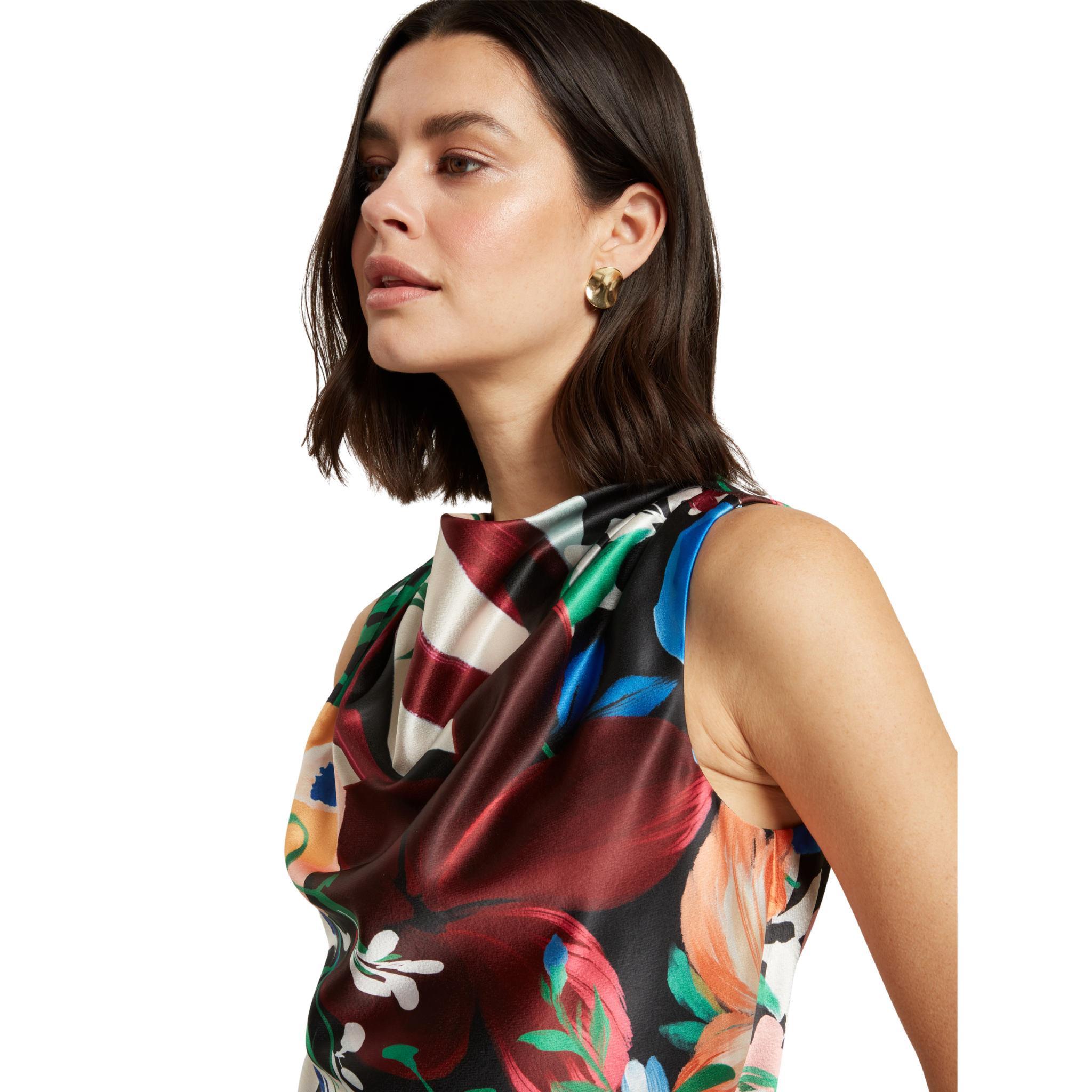 Womens Ted Baker Black Ahrla Drape Neck Printed Top