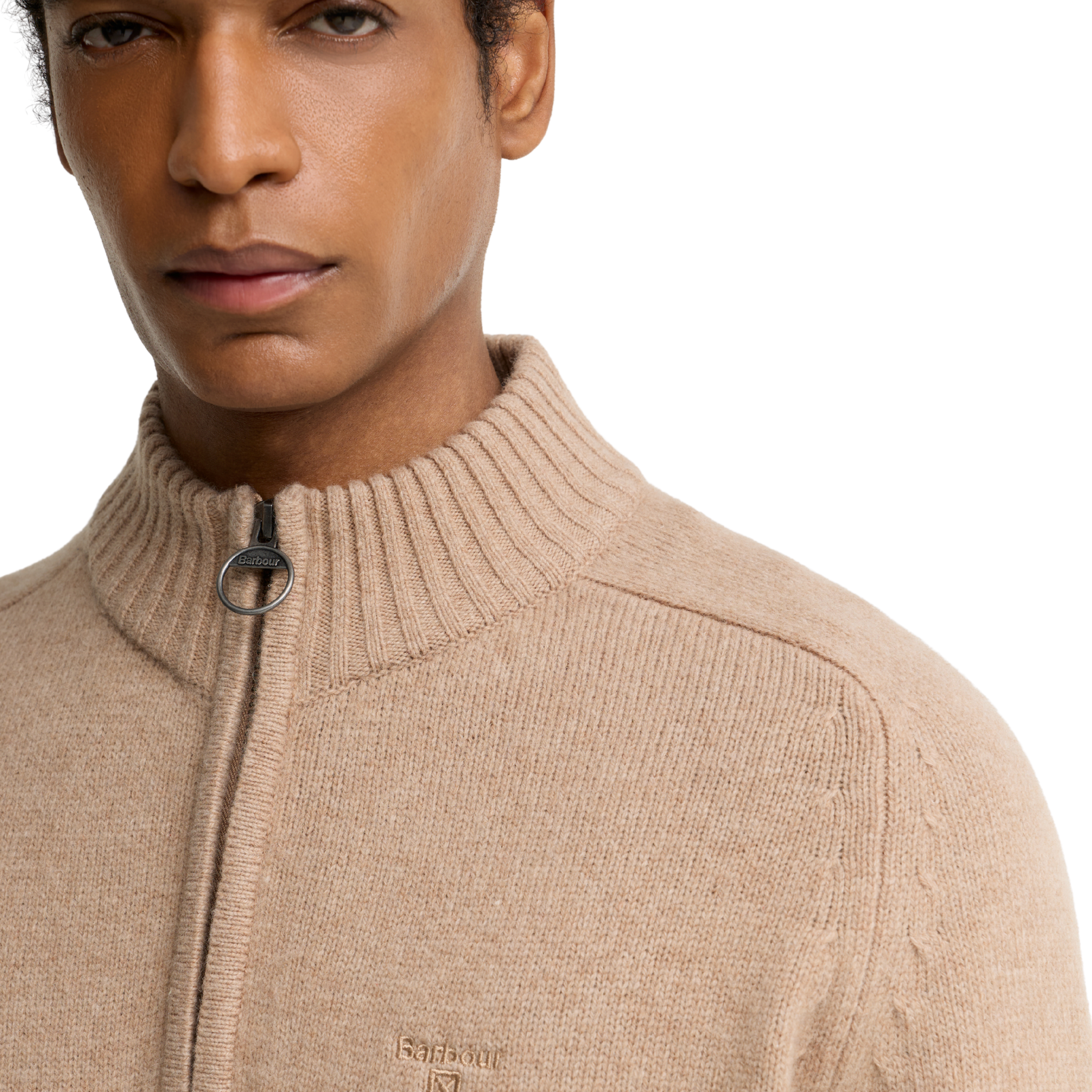 Mens Barbour Washed Stone Newtown Half Zip Knit