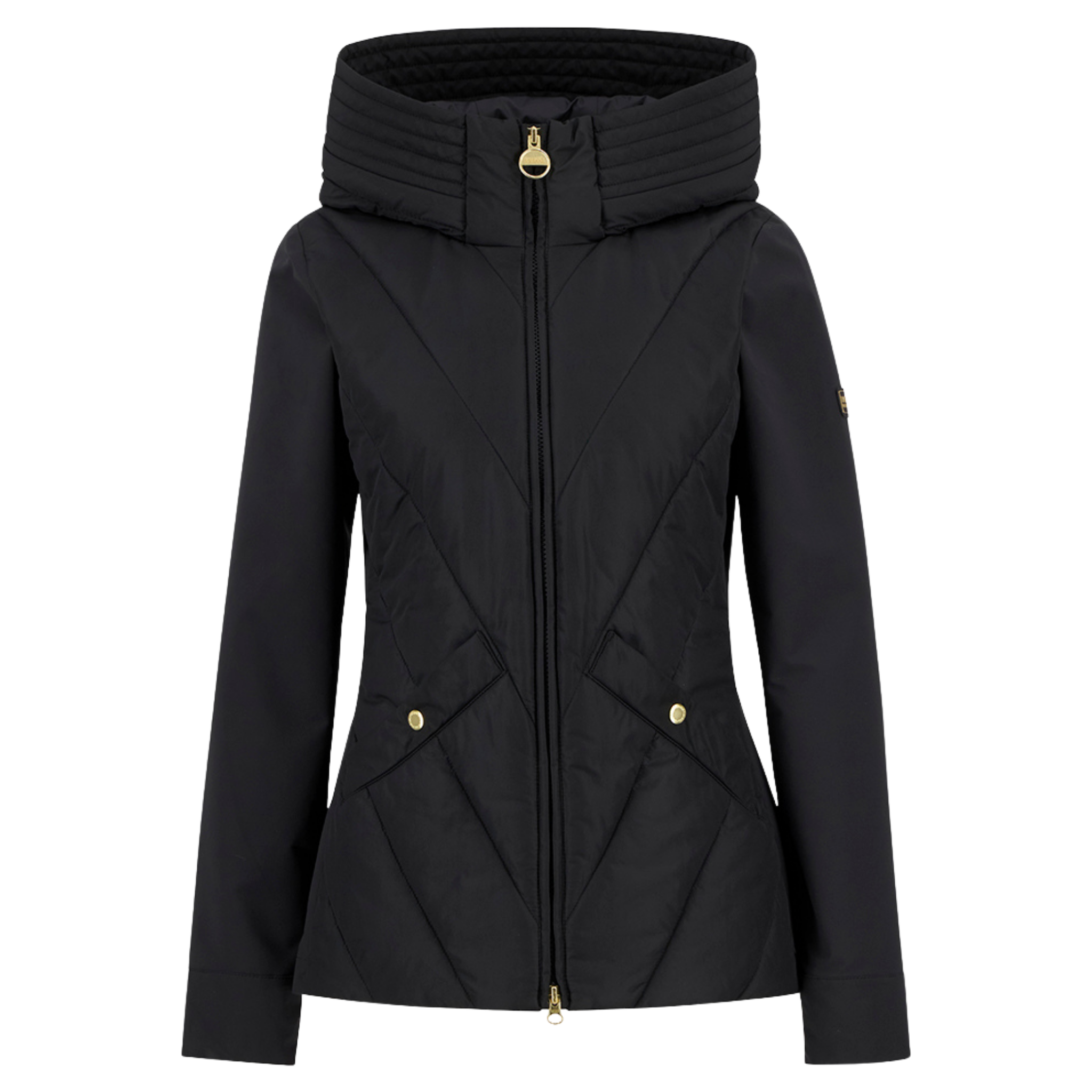 Womens Barbour International Black Diablo Quilted Sweat Jacket