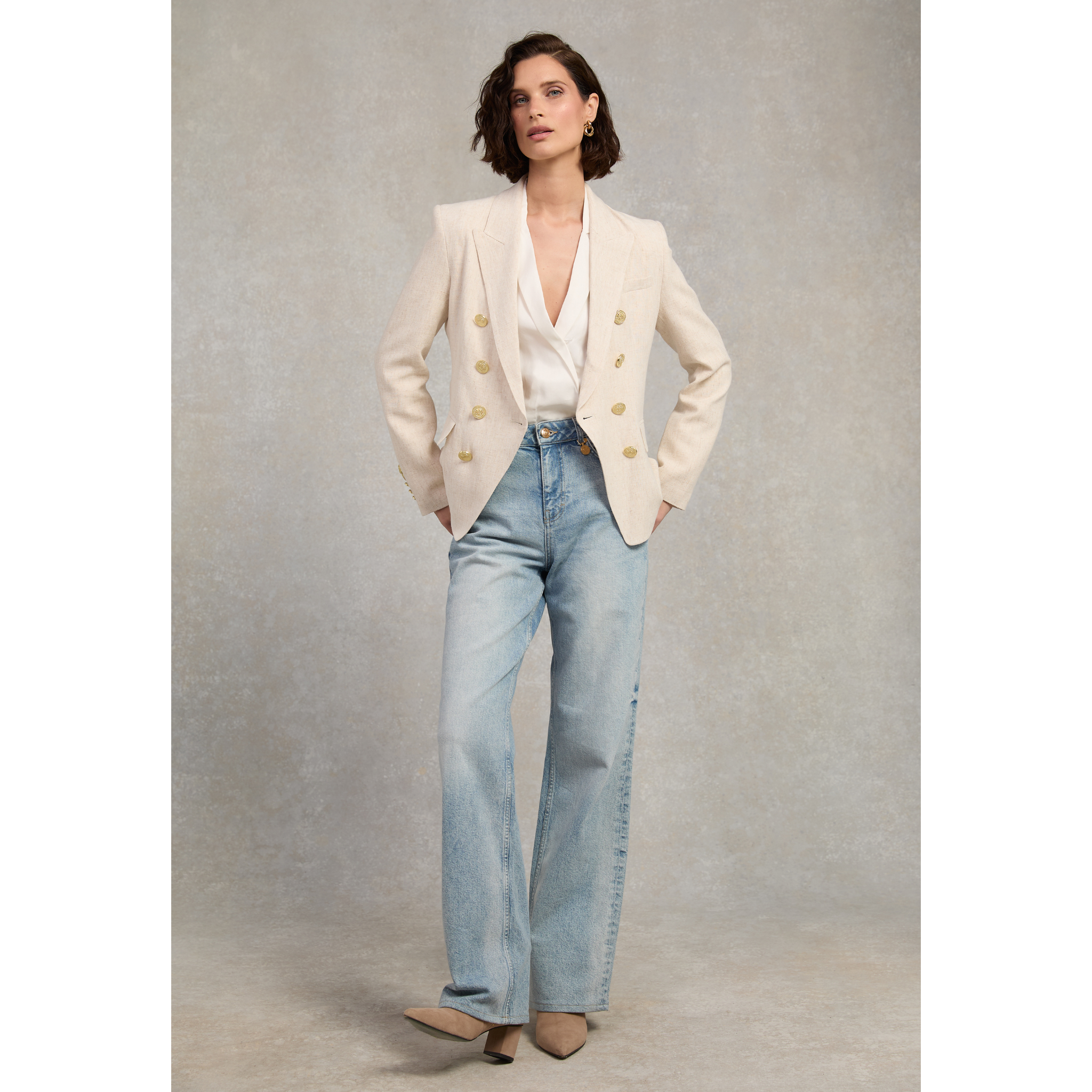 Womens Holland Cooper Natural Linen Knightsbridge Blazer