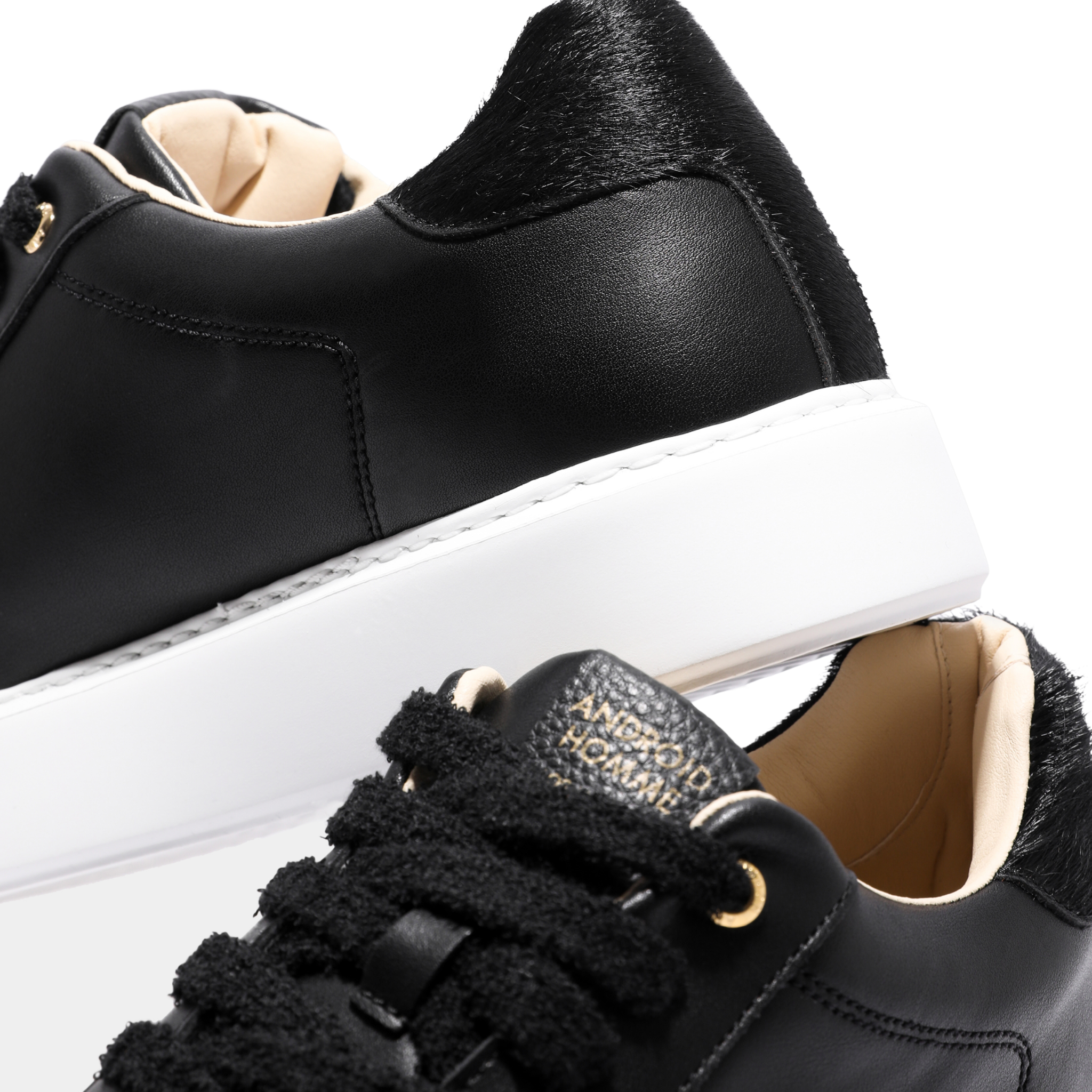 Mens Android Homme Black Oversized Zuma Leather Trainers
