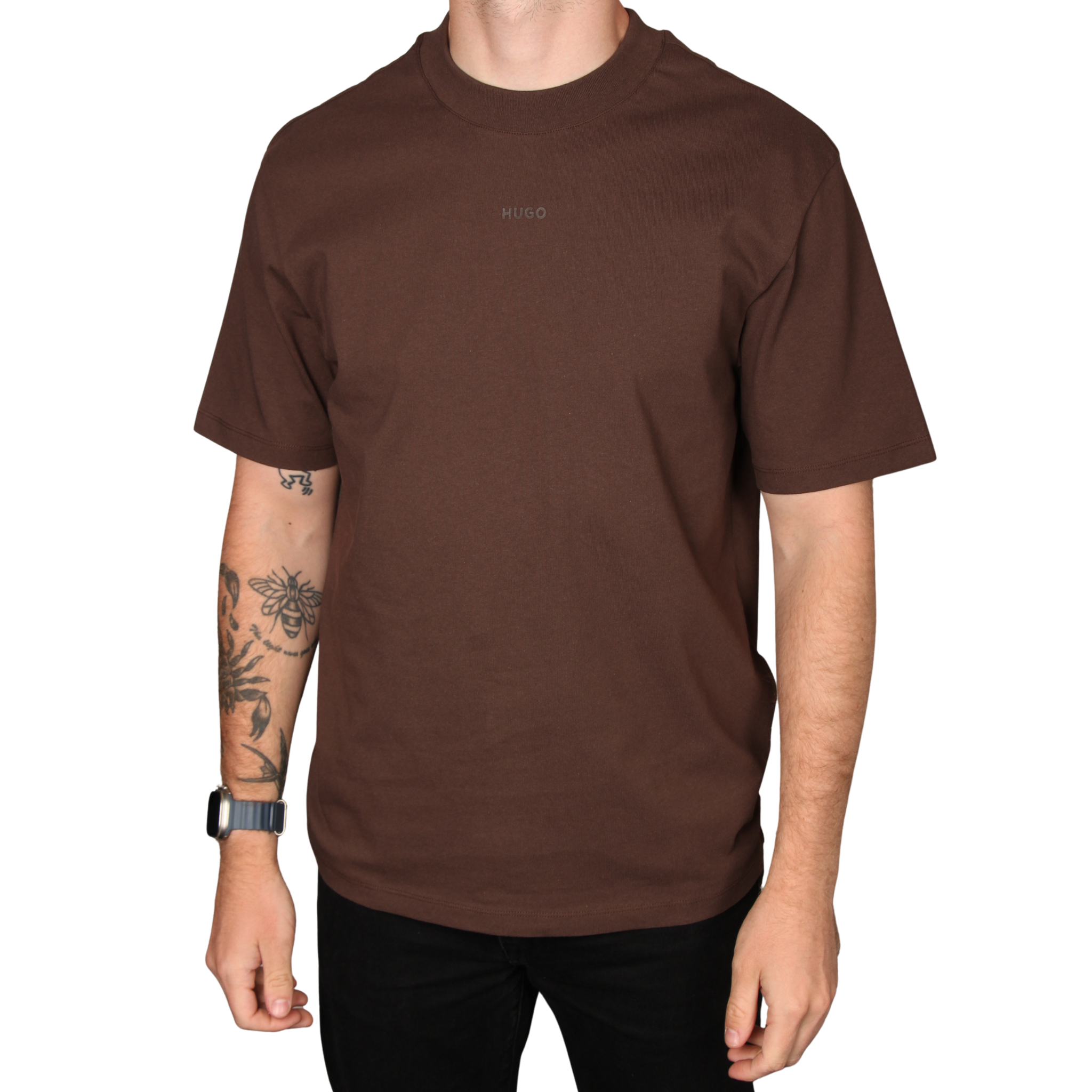 Mens HUGO Brown Overflow Dapolino S/s T Shirt