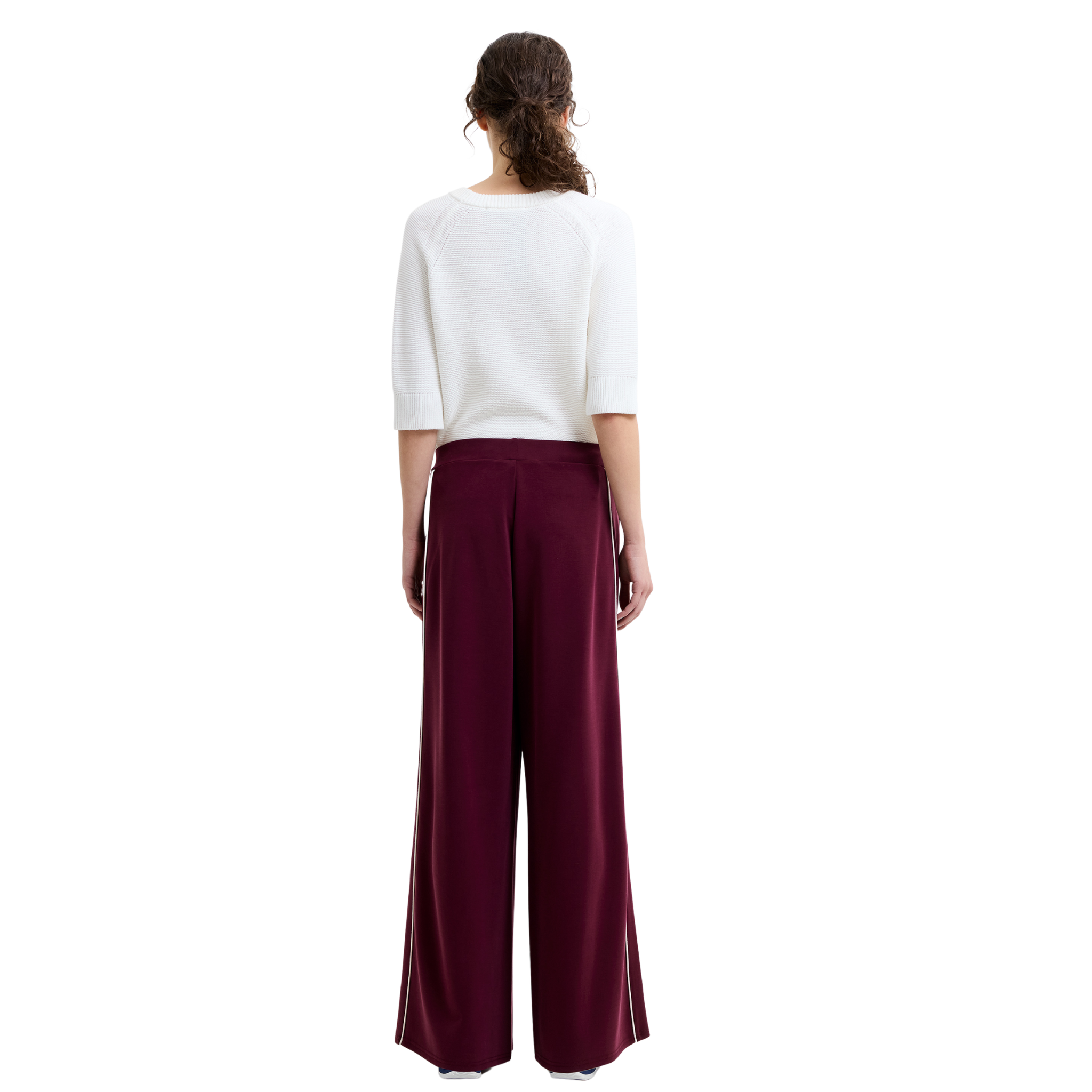 Womens French Connection Berry Red Wren Stripe Wide Trousers