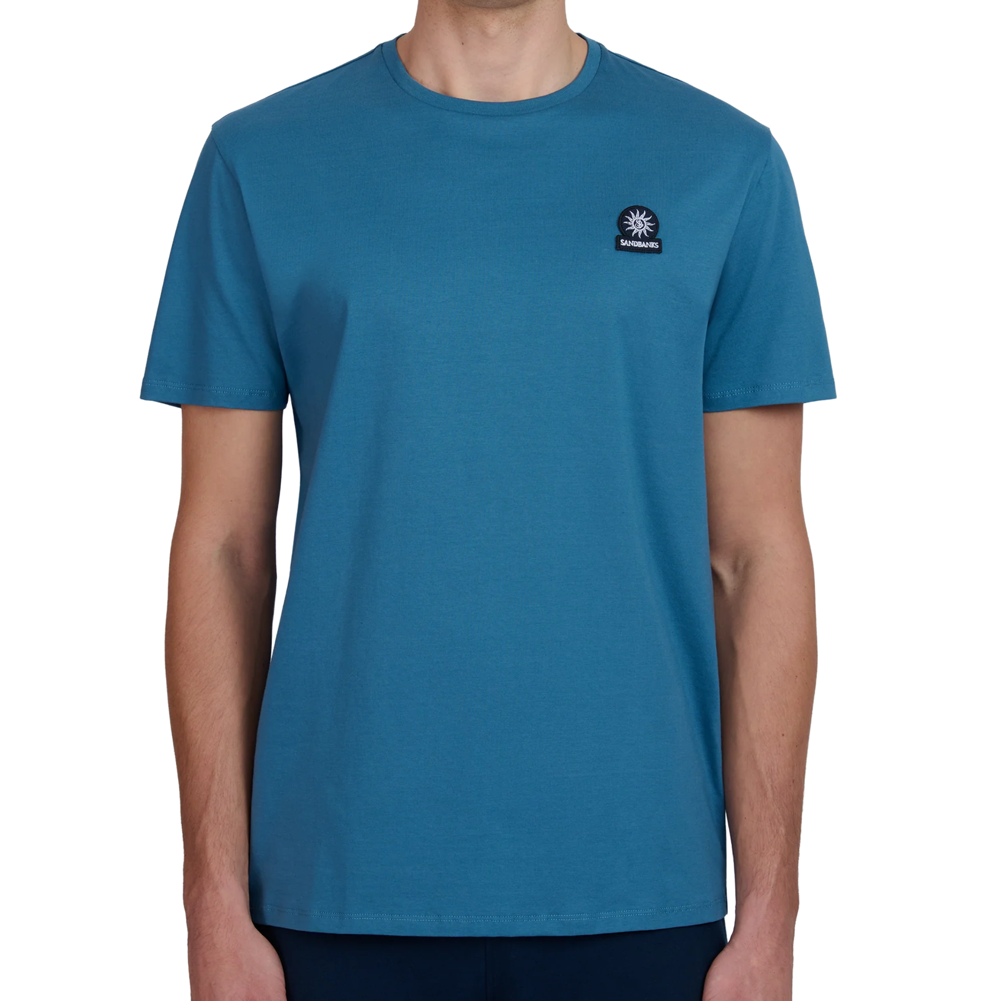 Mens Sandbanks Teal Mercerised Badge Logo S/s T Shirt