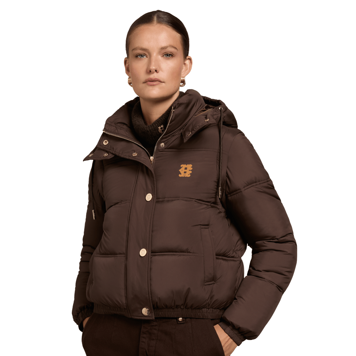 Womens Holland Cooper Chocolate Milton Convertible Padded Jacket
