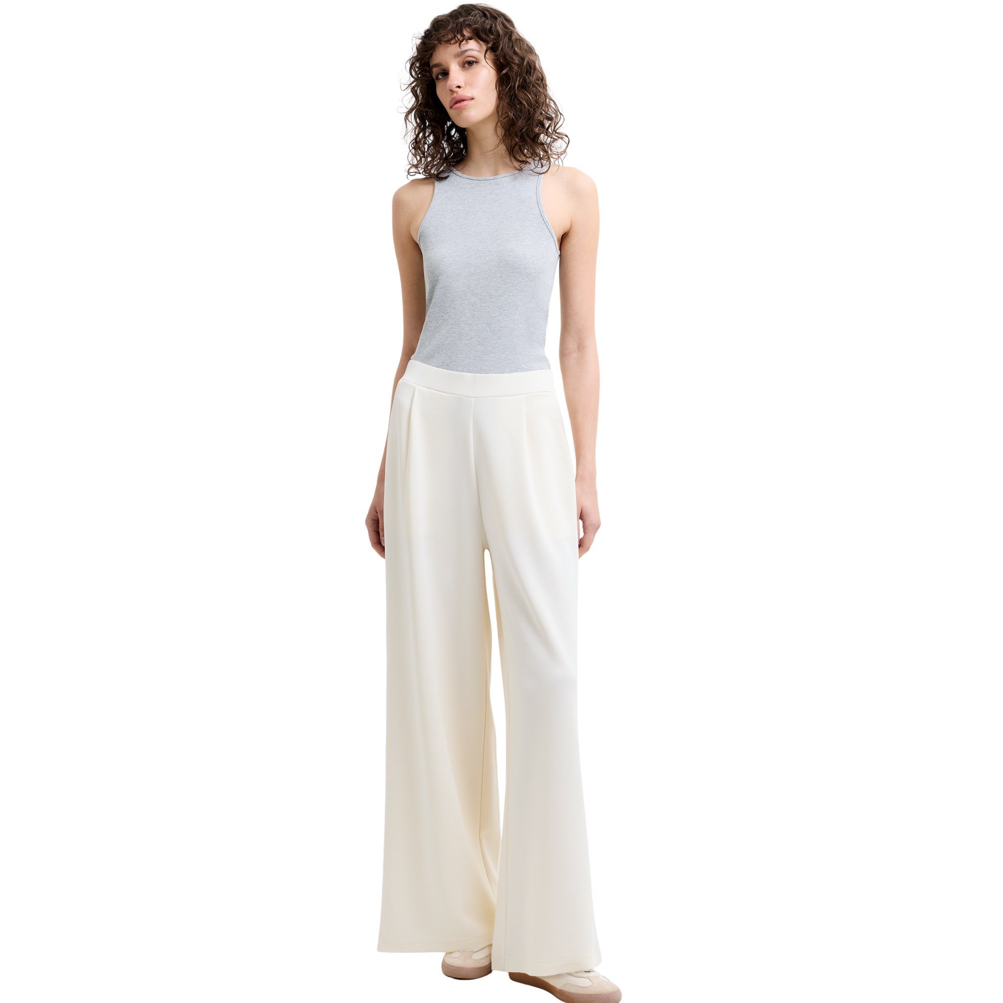 Womens French Connection Porcelain Cream Wren Wide Leg Trousers