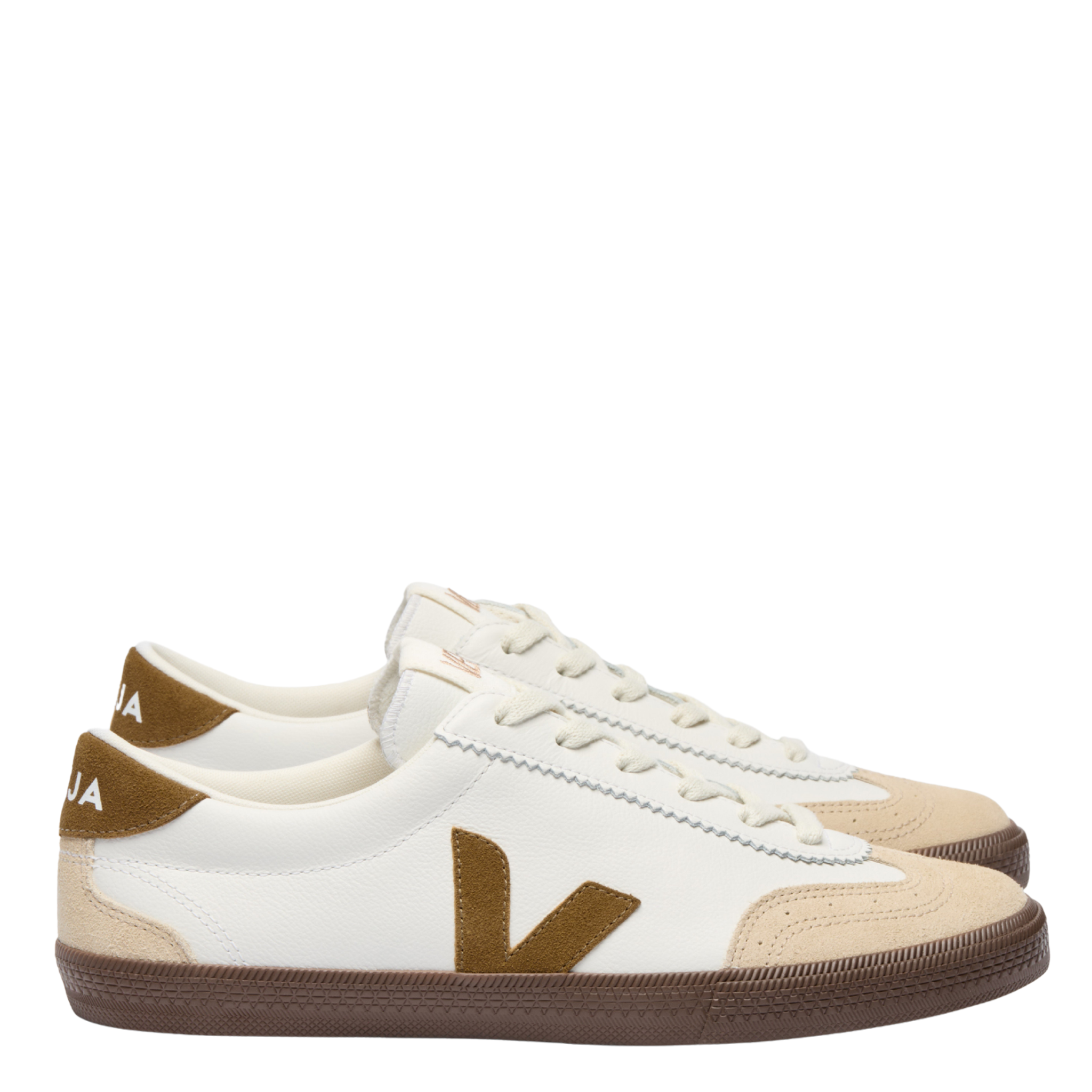 Mens VEJA White/Tent/Bark Volley O.T. Leather Trainers