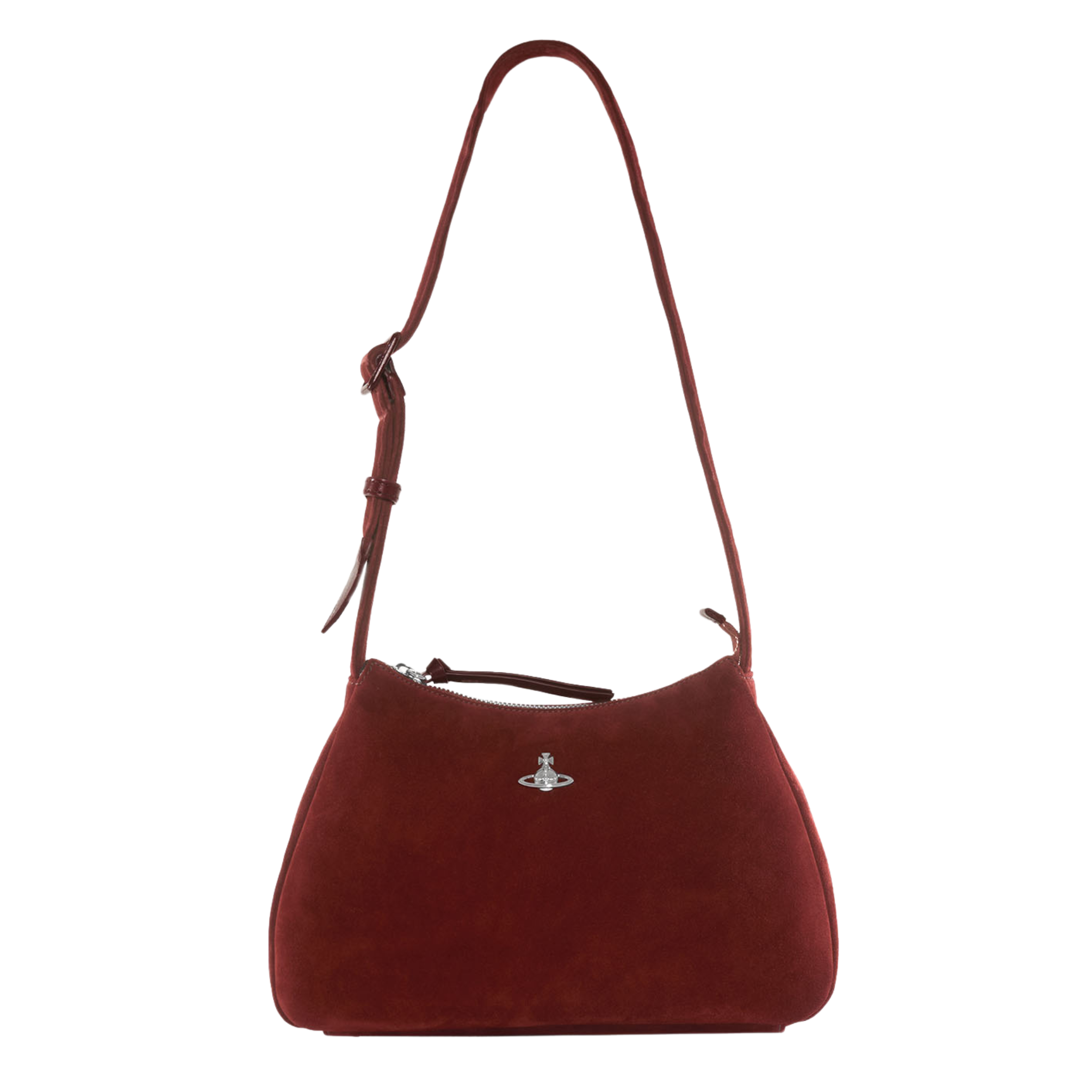 Womens Vivienne Westwood Burgundy Suede Kate Shoulder Bag