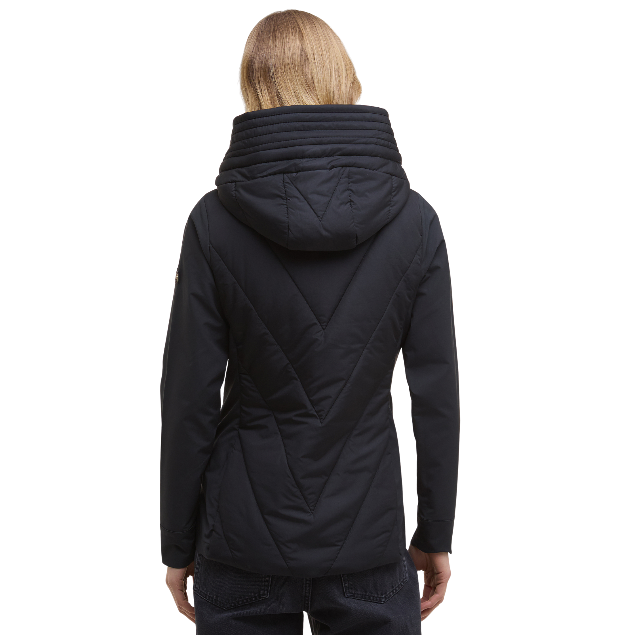 Womens Barbour International Black Diablo Quilted Sweat Jacket