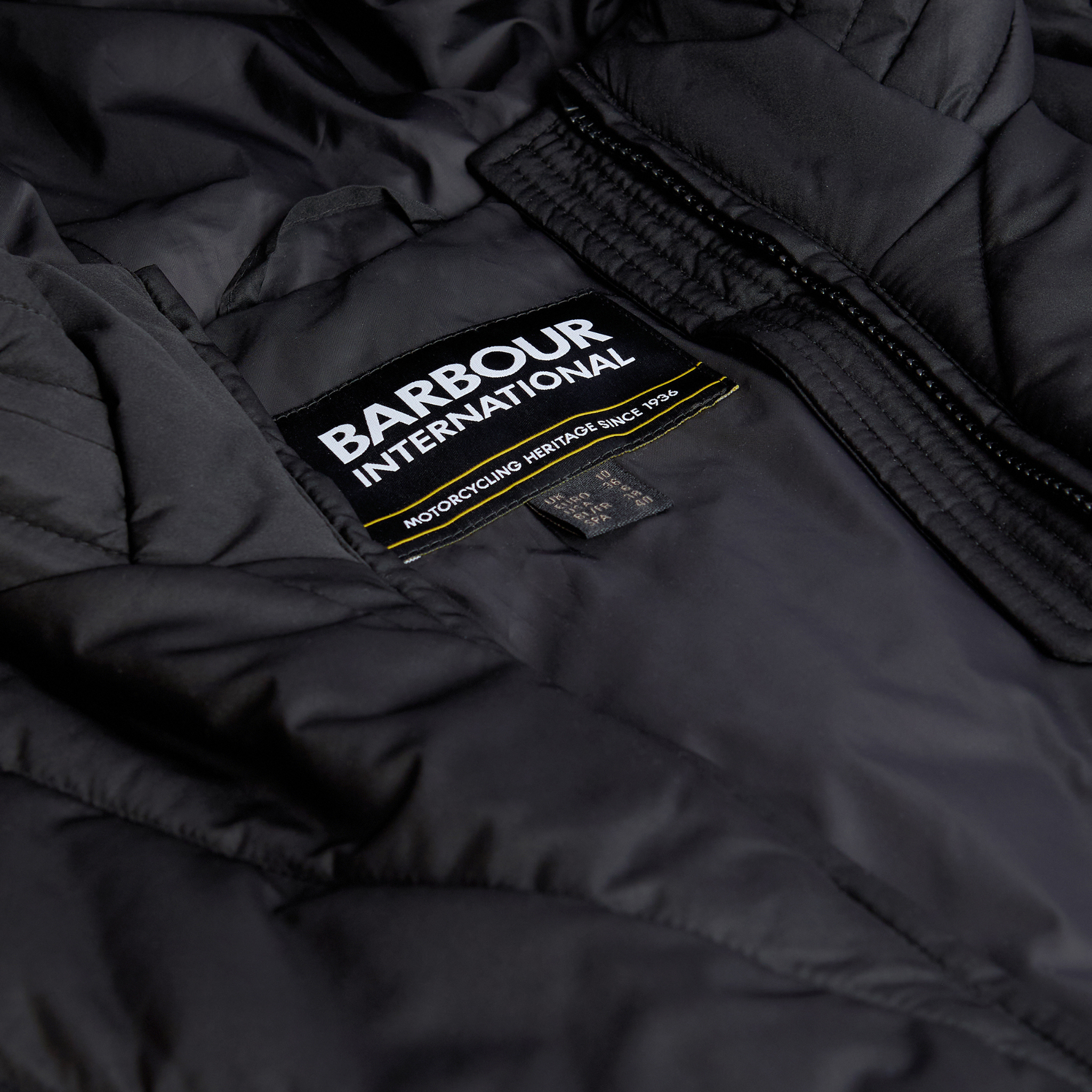 Womens Barbour International Black Diablo Quilted Sweat Jacket