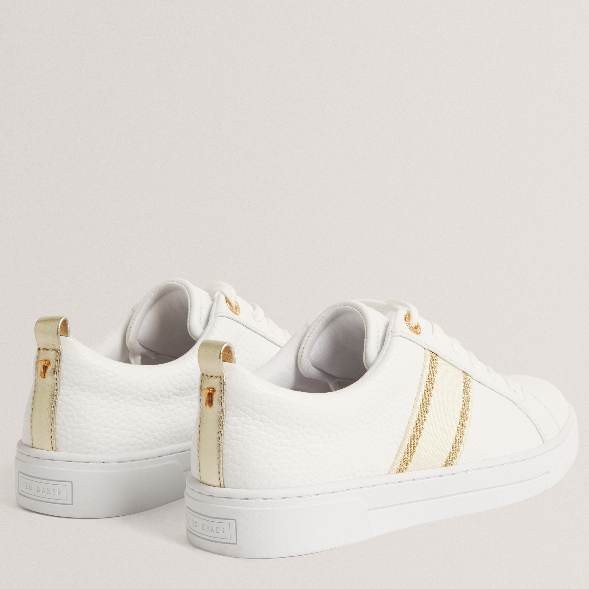 Womens Ted Baker Gold Bailly Webbing Detail Trainers