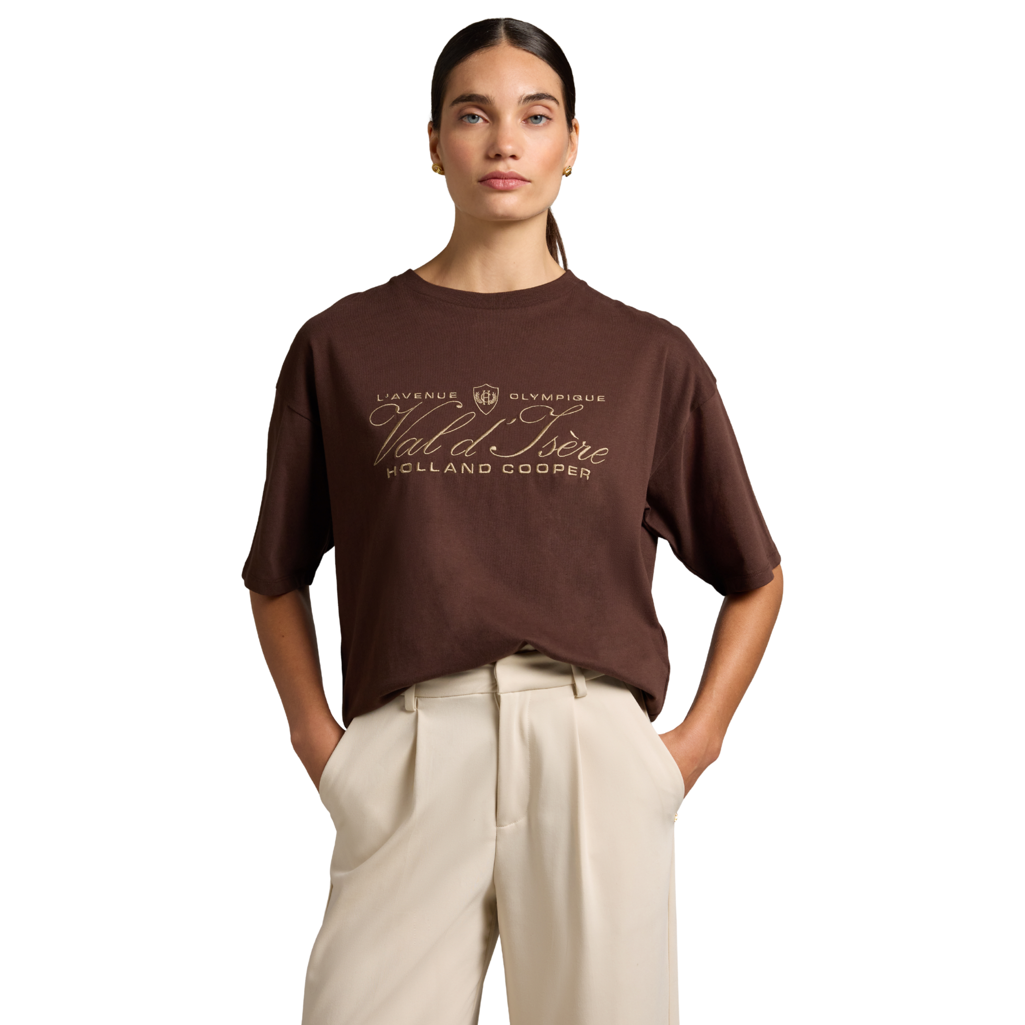 Womens Holland Cooper Walnut Oversized Destination S/s T Shirt