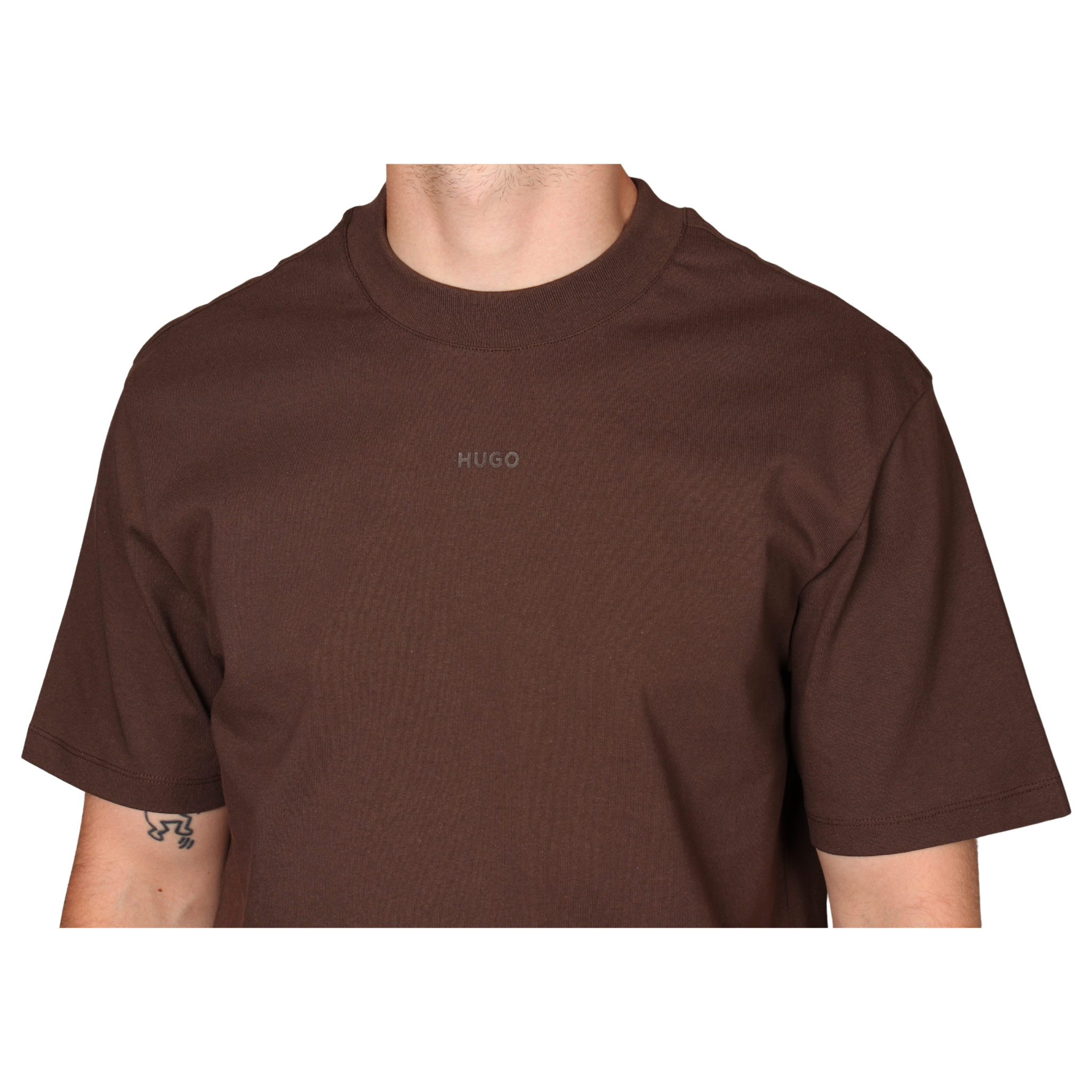 Mens HUGO Brown Overflow Dapolino S/s T Shirt