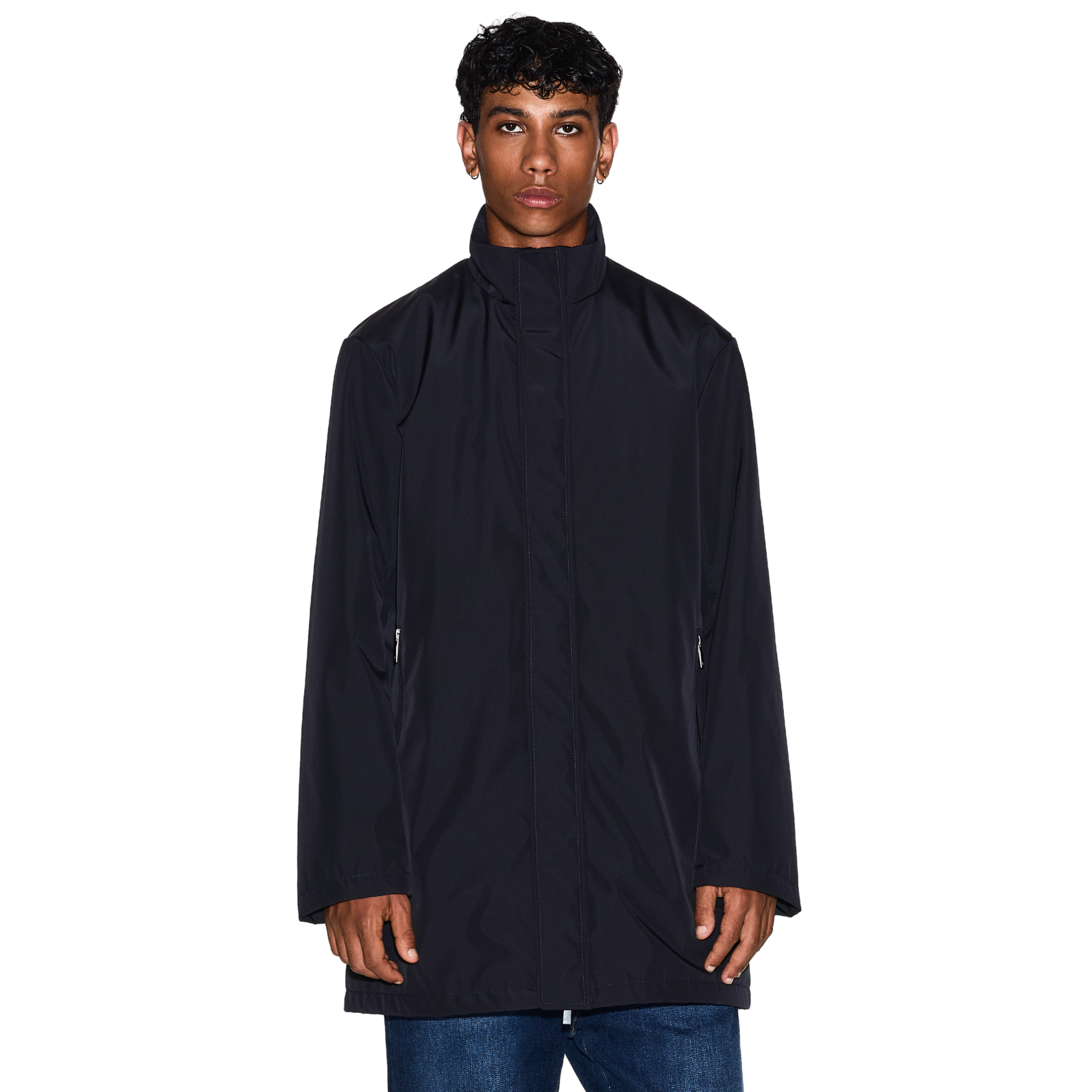 Mens Armani Exchange Deep Navy Trench Coat