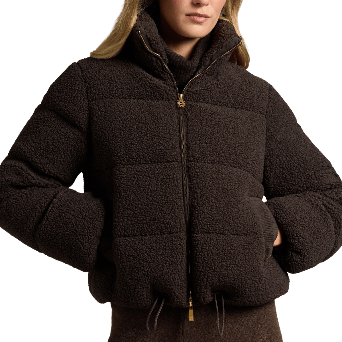 Womens Holland Cooper Chocolate Borg Teddy Padded Jacket