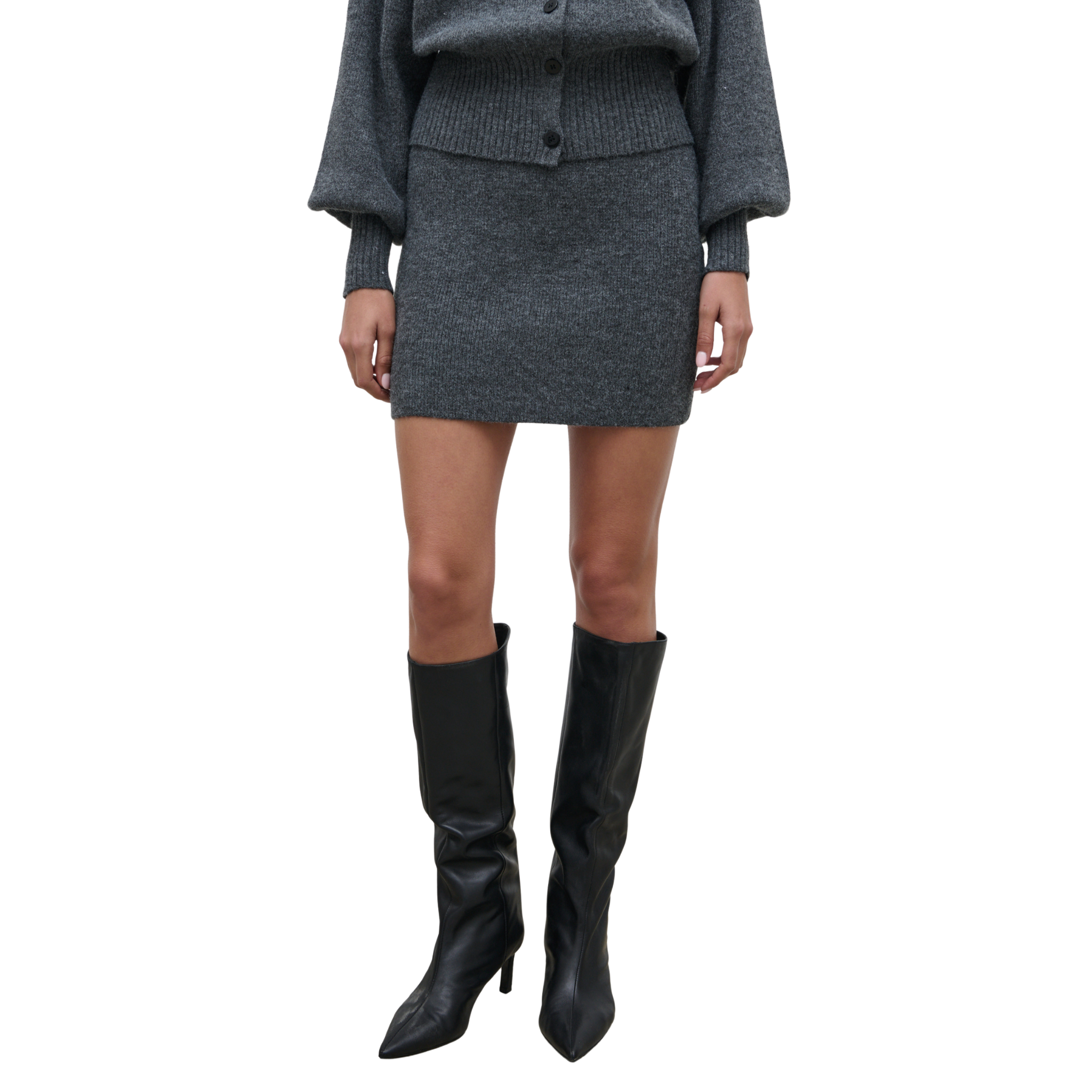 Womens Pretty Lavish Charcoal Etta Knit Co-ord Mini Skirt