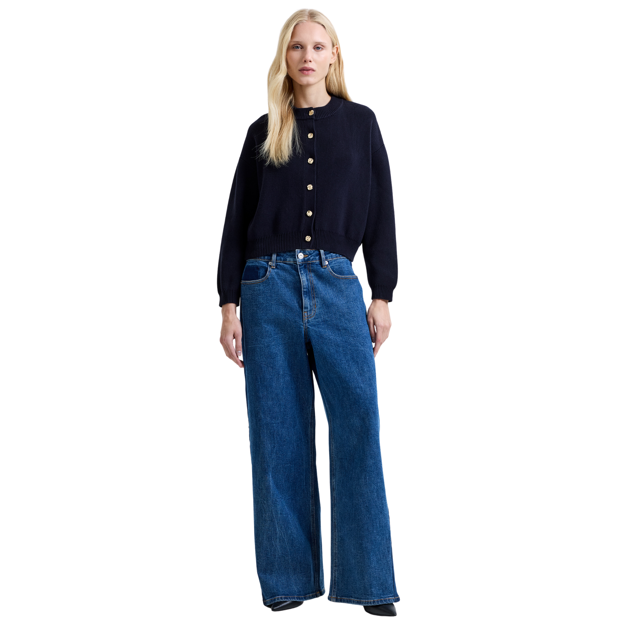 Womens French Connection Utility Blue Milano Mozart Cardigan